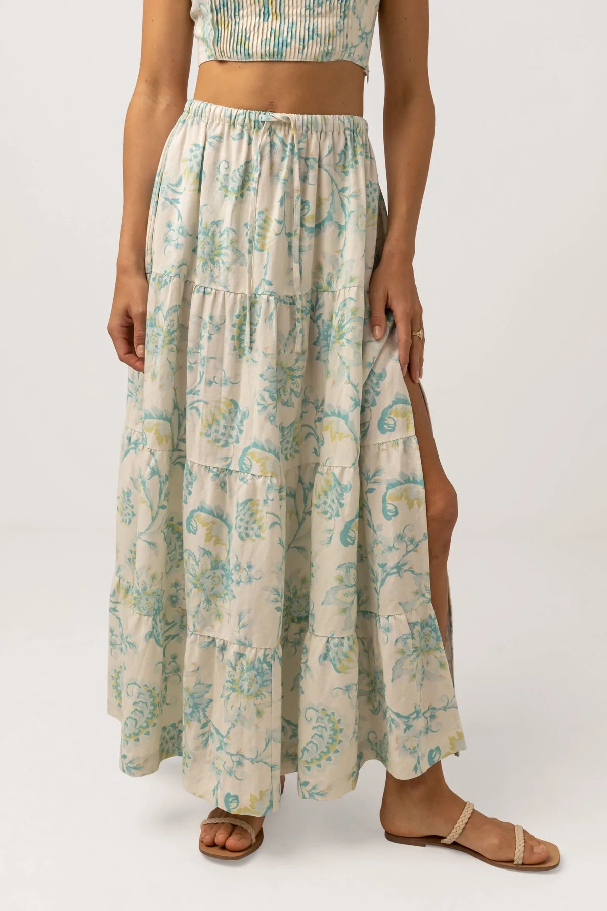Cairo Tiered Maxi Skirt / Blue RHYTHM