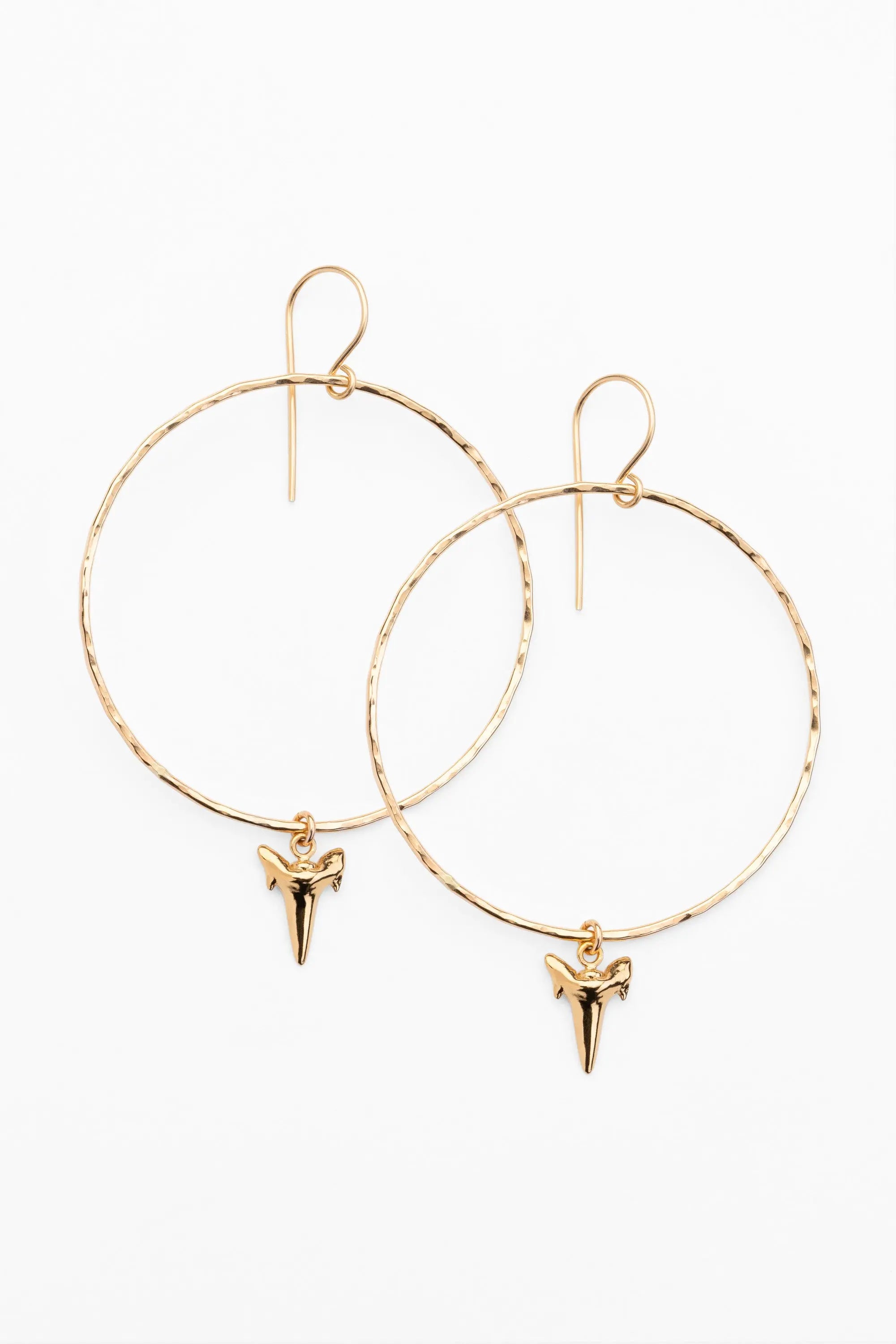 Large Mano Shark Tooth Hoop Earrings, Designed by Keani Hawai'i