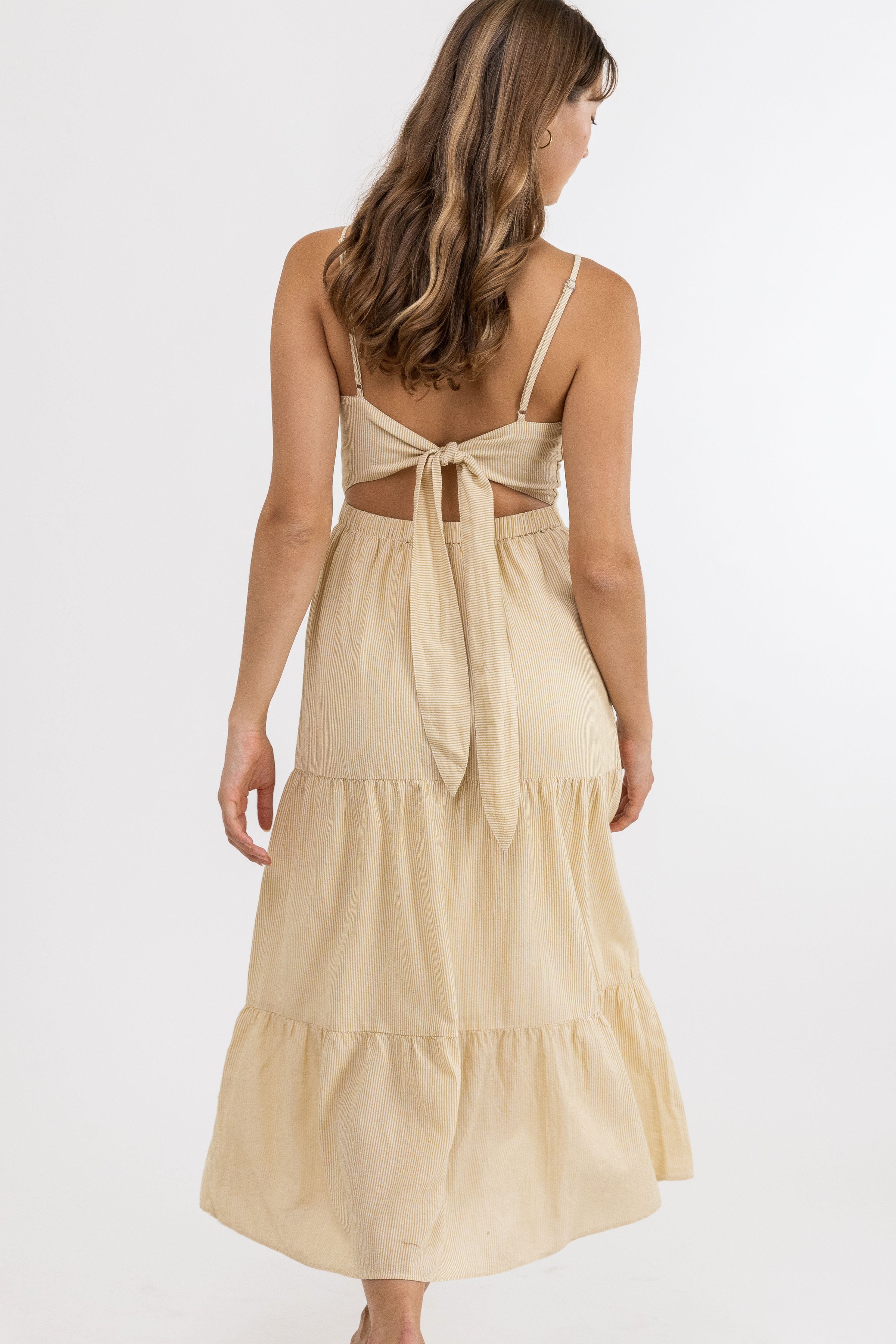 Meadow Tie Back Midi Dress / Lemongrass RHYTHM