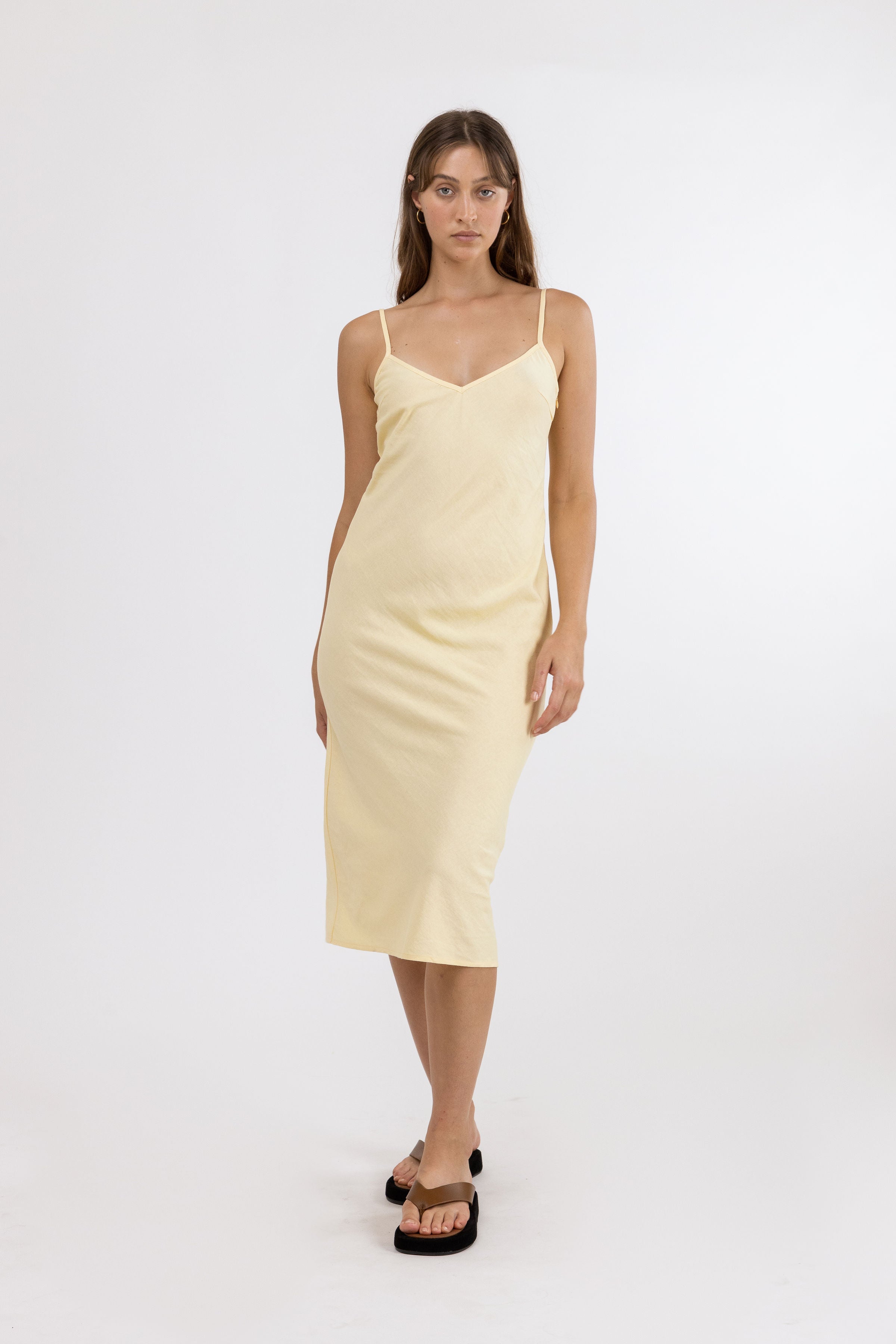 Bayview Slip Midi Dress / Butter Yellow