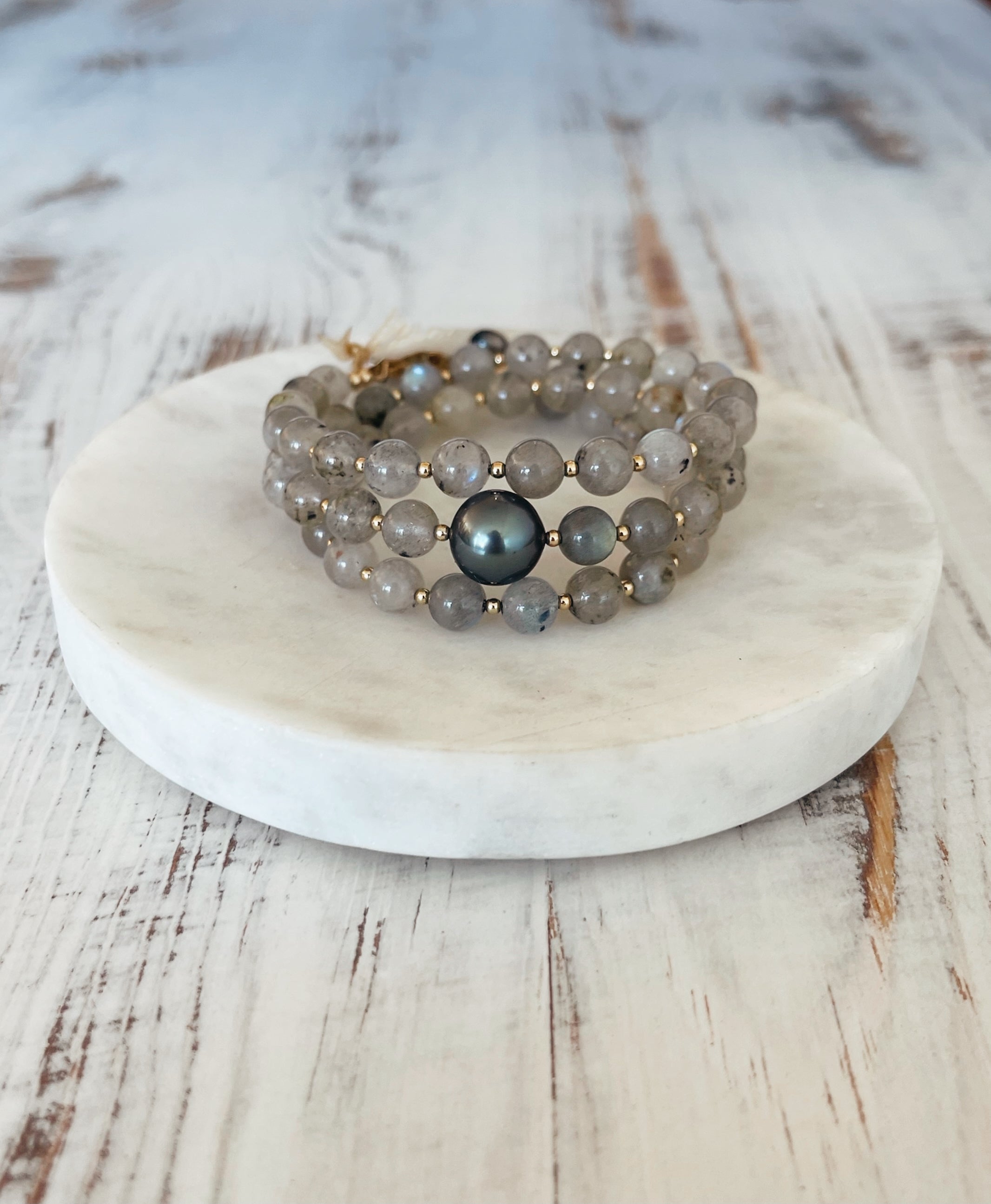 Labradorite Tahitian Wrap Bracelet / Necklace KEANI JEWELRY