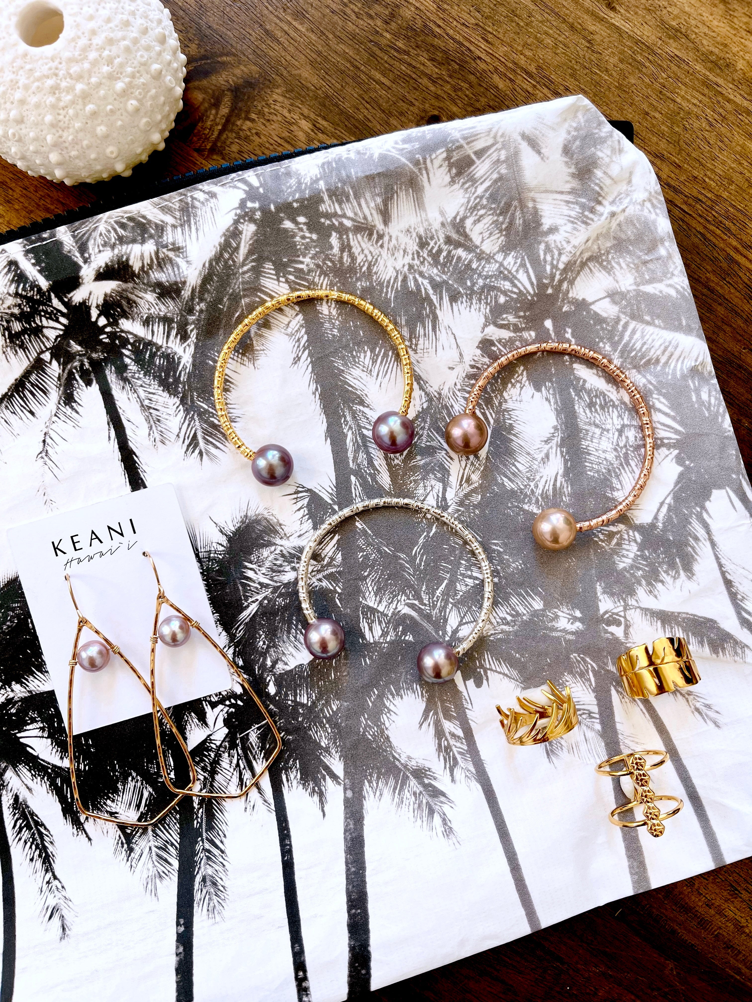 Hinuhinu Edison Pearl Hoku Hoops KEANI JEWELRY