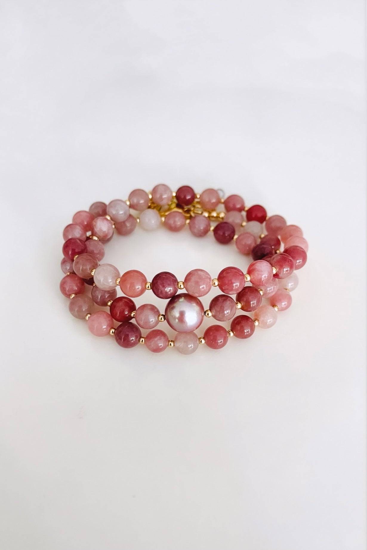 Rose Quartz Edison Pearl Wrap Bracelet / Necklace KEANI JEWELRY