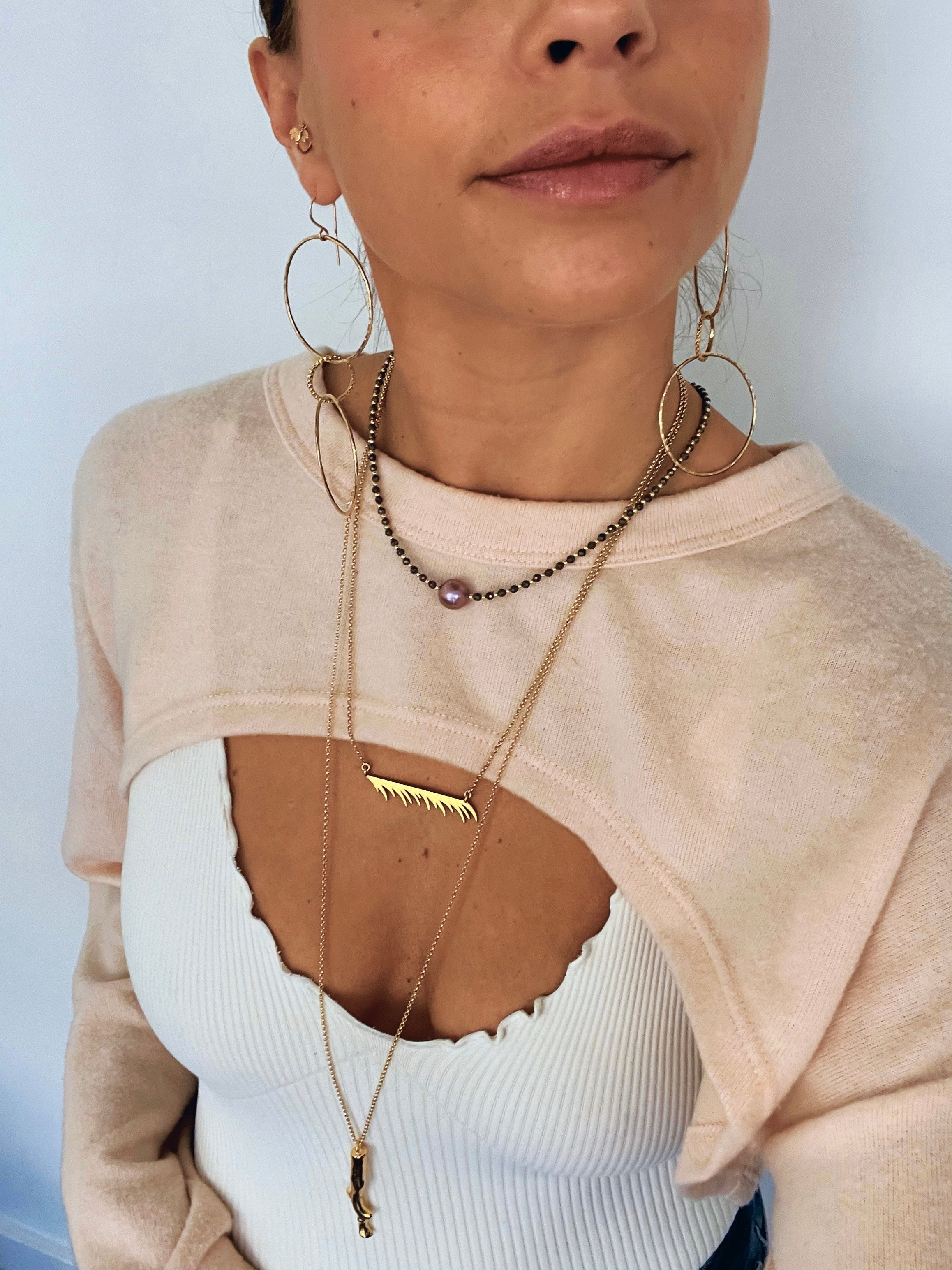 Hinuhinu Edison Pearl Pyrite Necklace KEANI JEWELRY