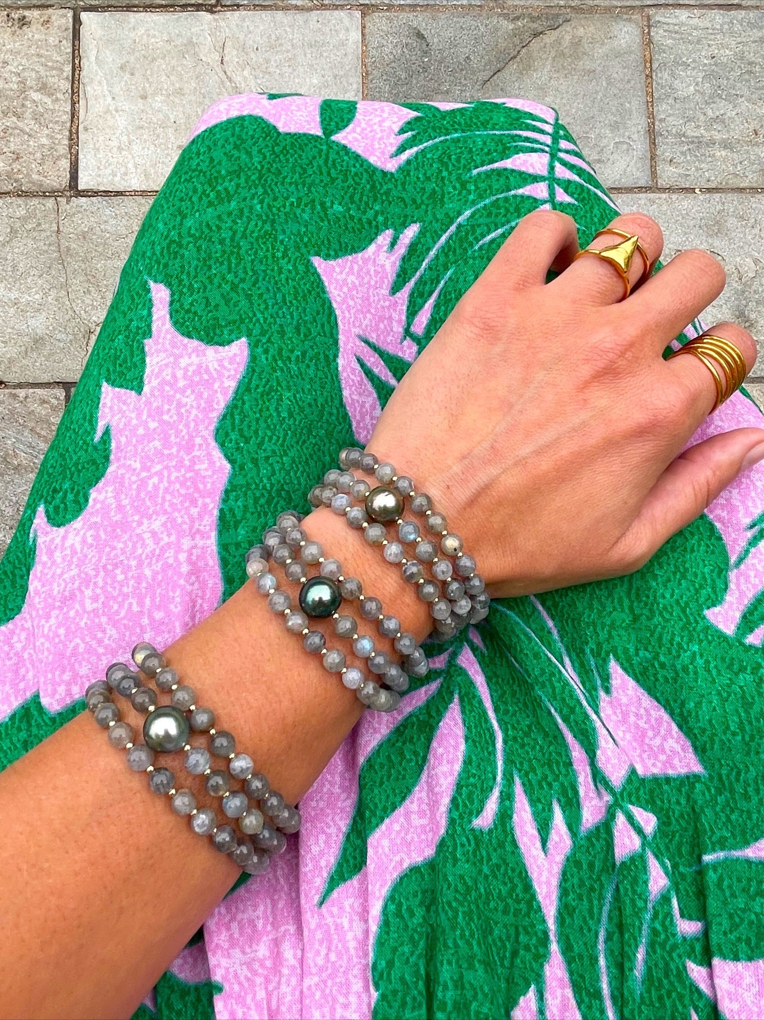 Labradorite Tahitian Wrap Bracelet / Necklace KEANI JEWELRY