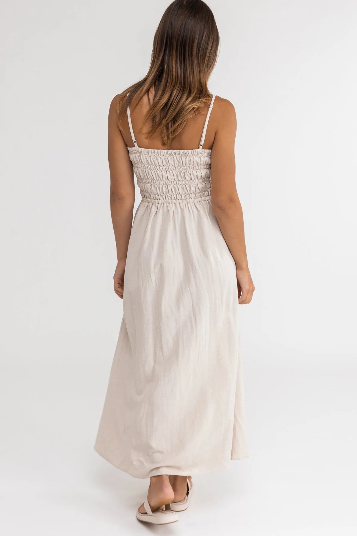 Classic Shirred Midi Dress / Oat RHYTHM