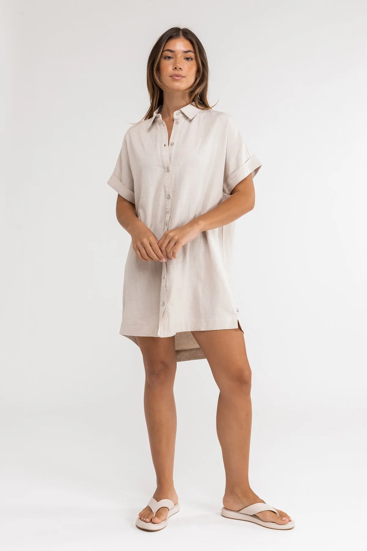 Rhythm Classic Shirt Dress, Oat / 10 Rhythm Classic Shirt Dress, Oat / 10