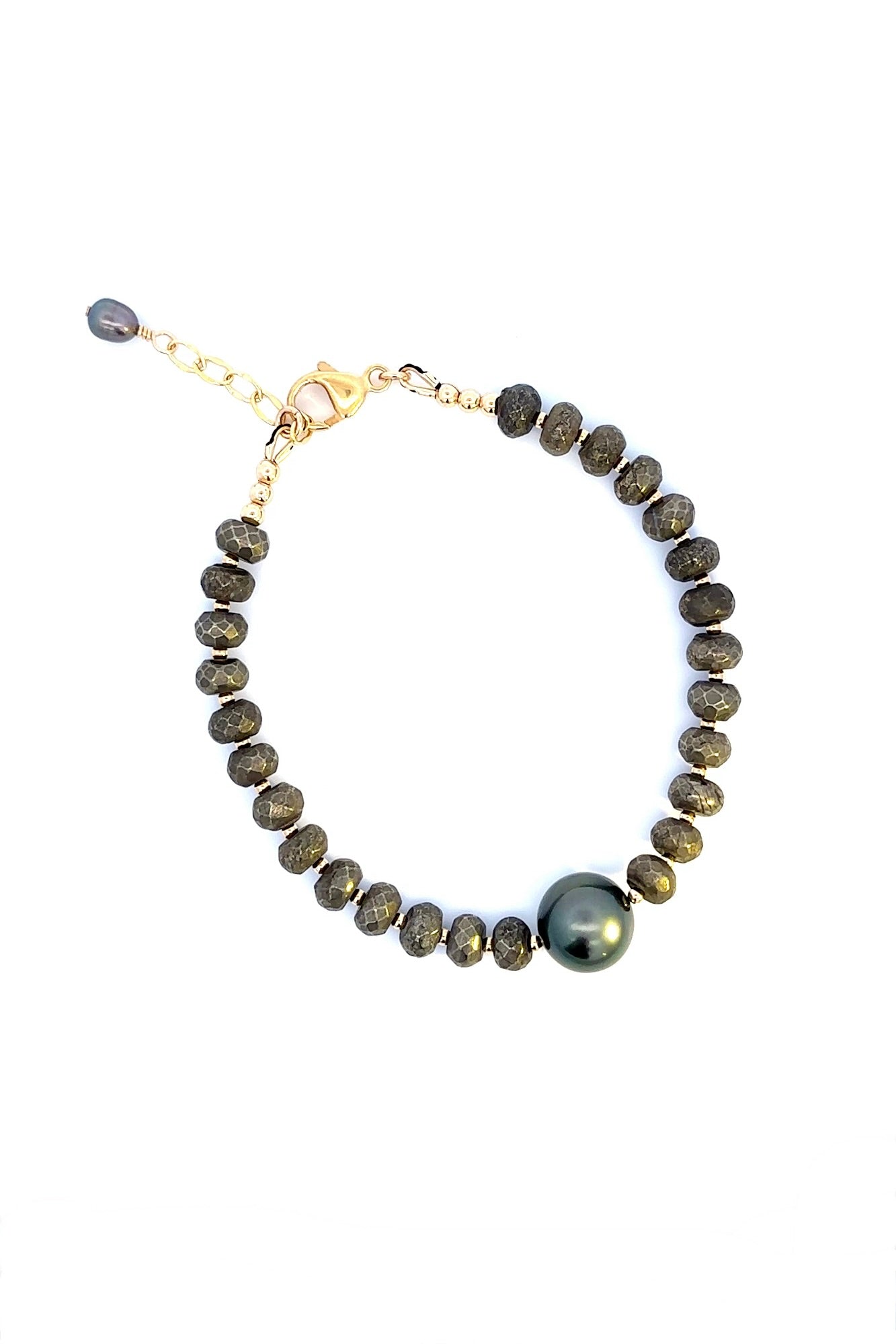 Pyrite Boho Beaded Tahitian Bracelet / Dark Gray Green / Ready To Ship #1 KEANI JEWELRY