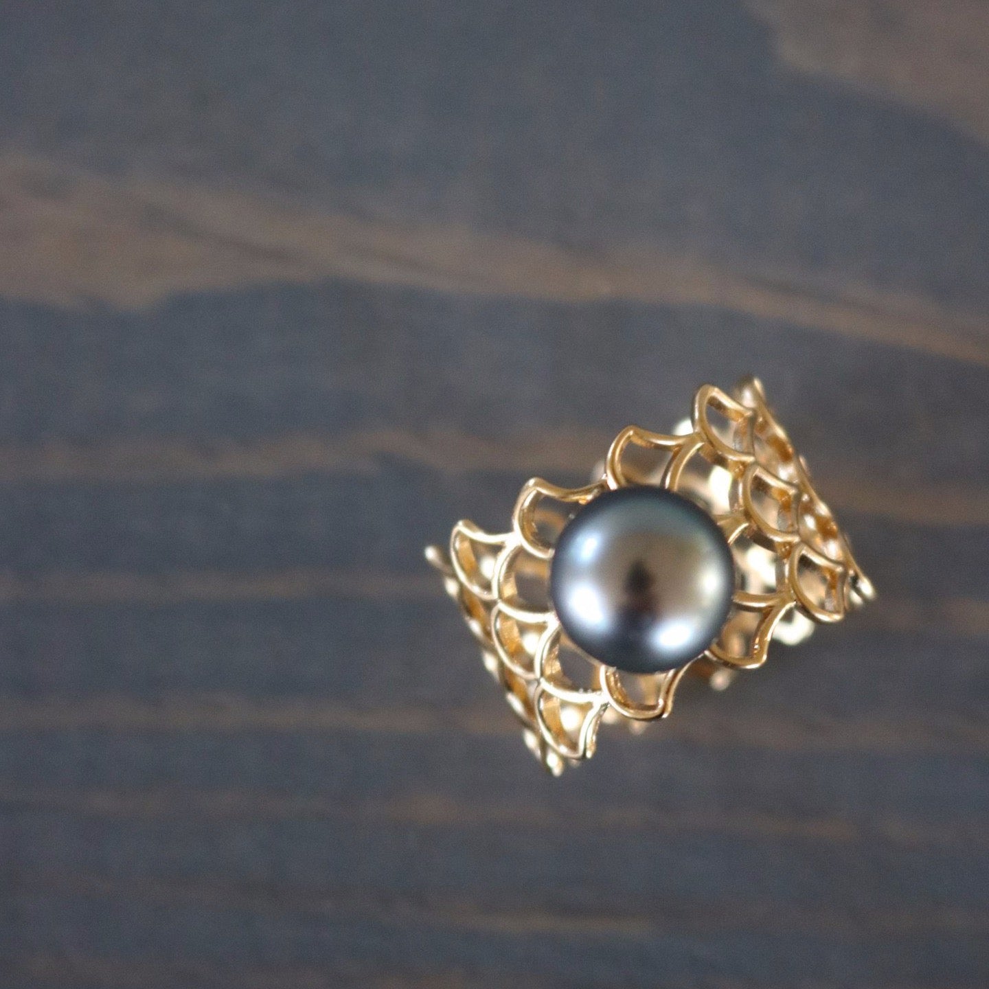 Mermesh Mermaid Ring with Tahitian Pearl, Keani Jewelry