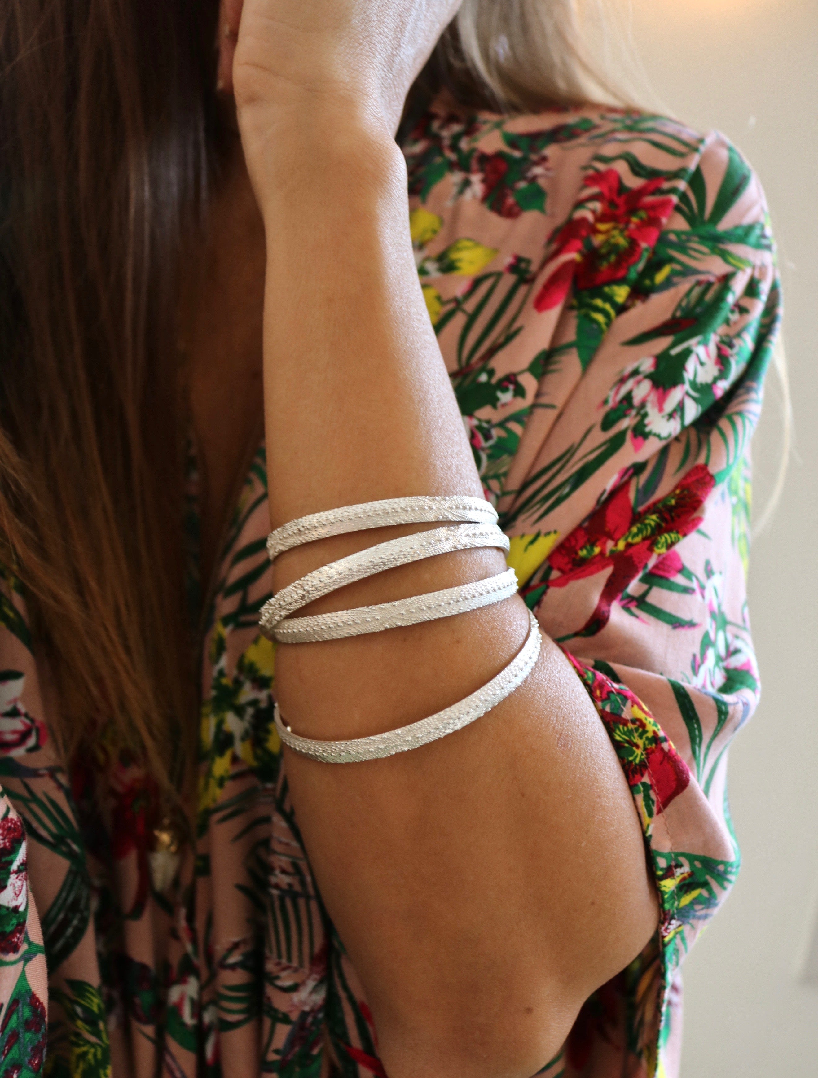 Sandy Beach Urchin Bangle worn by Keani Hawai'i