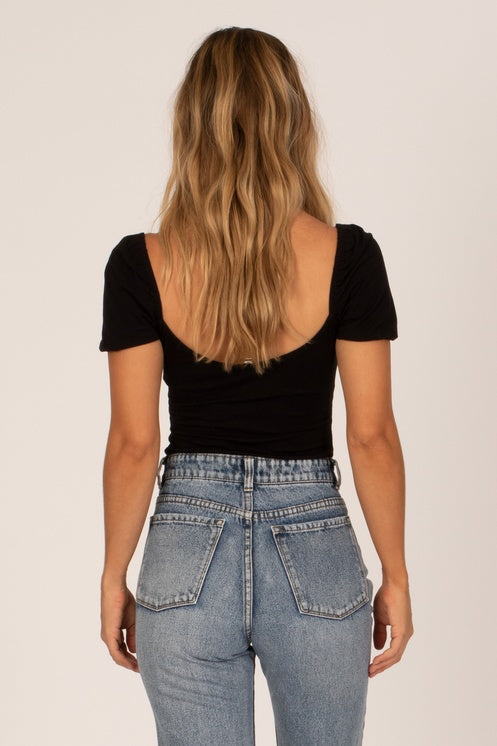 Amuse Low Tide SS Knit Bodysuit / BLK Amuse Society