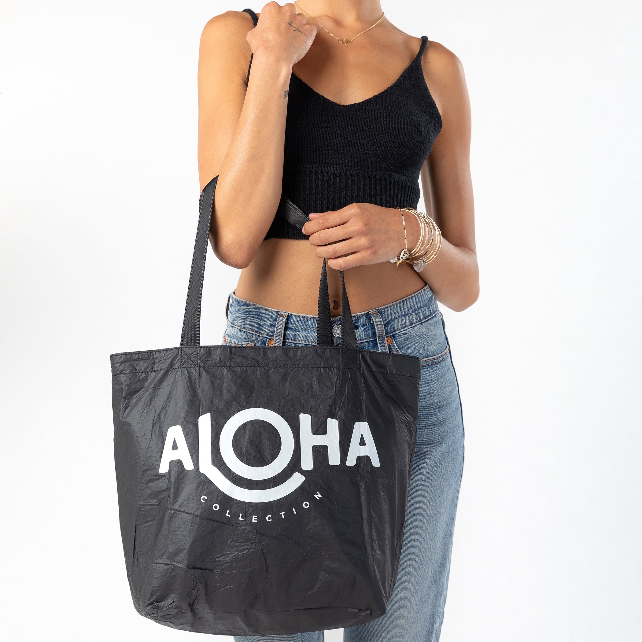 ALOHA Le Palm Reversible Tote / White & Black Aloha Collection