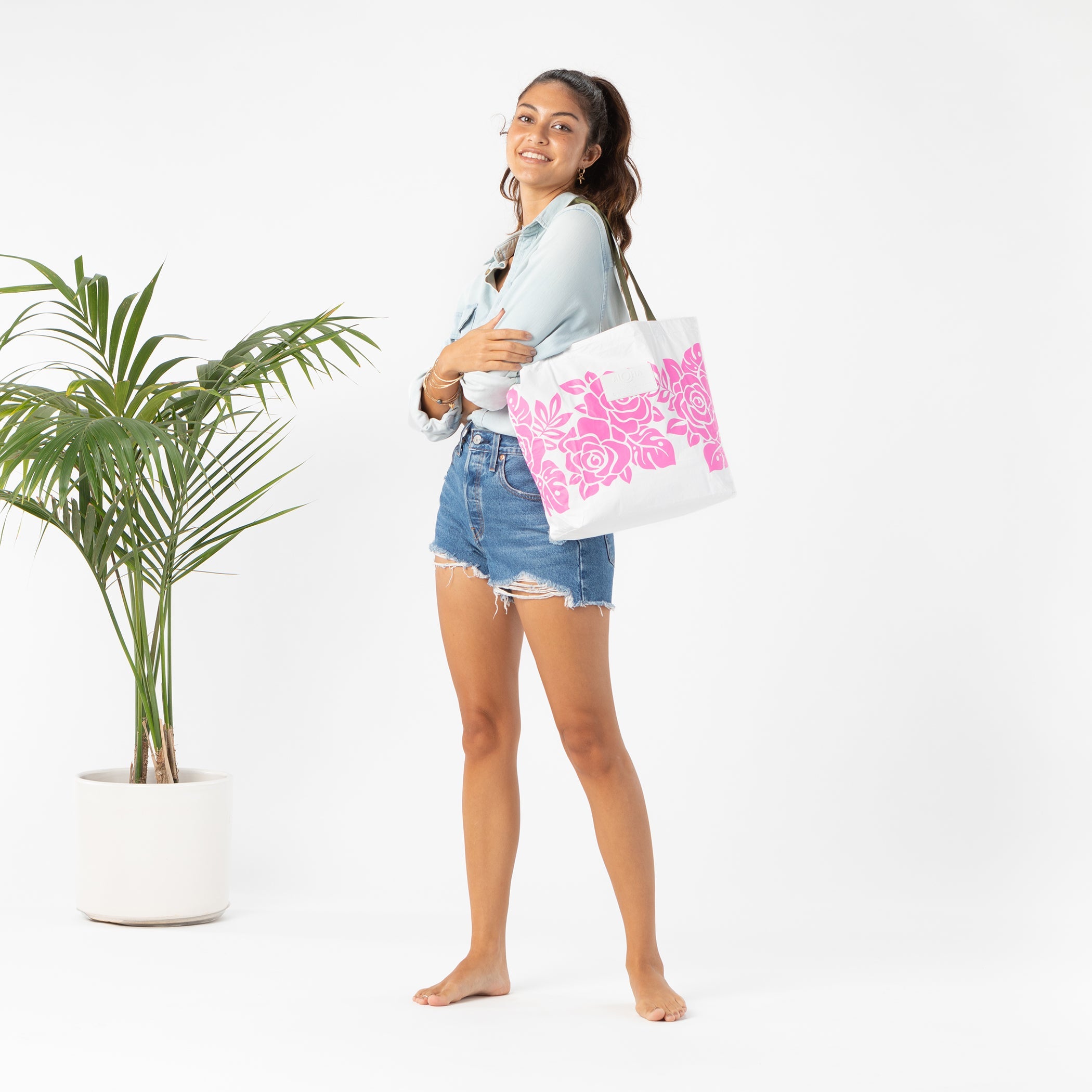 Maui Lokelani Rose Reversible Tote 23' Aloha Collection