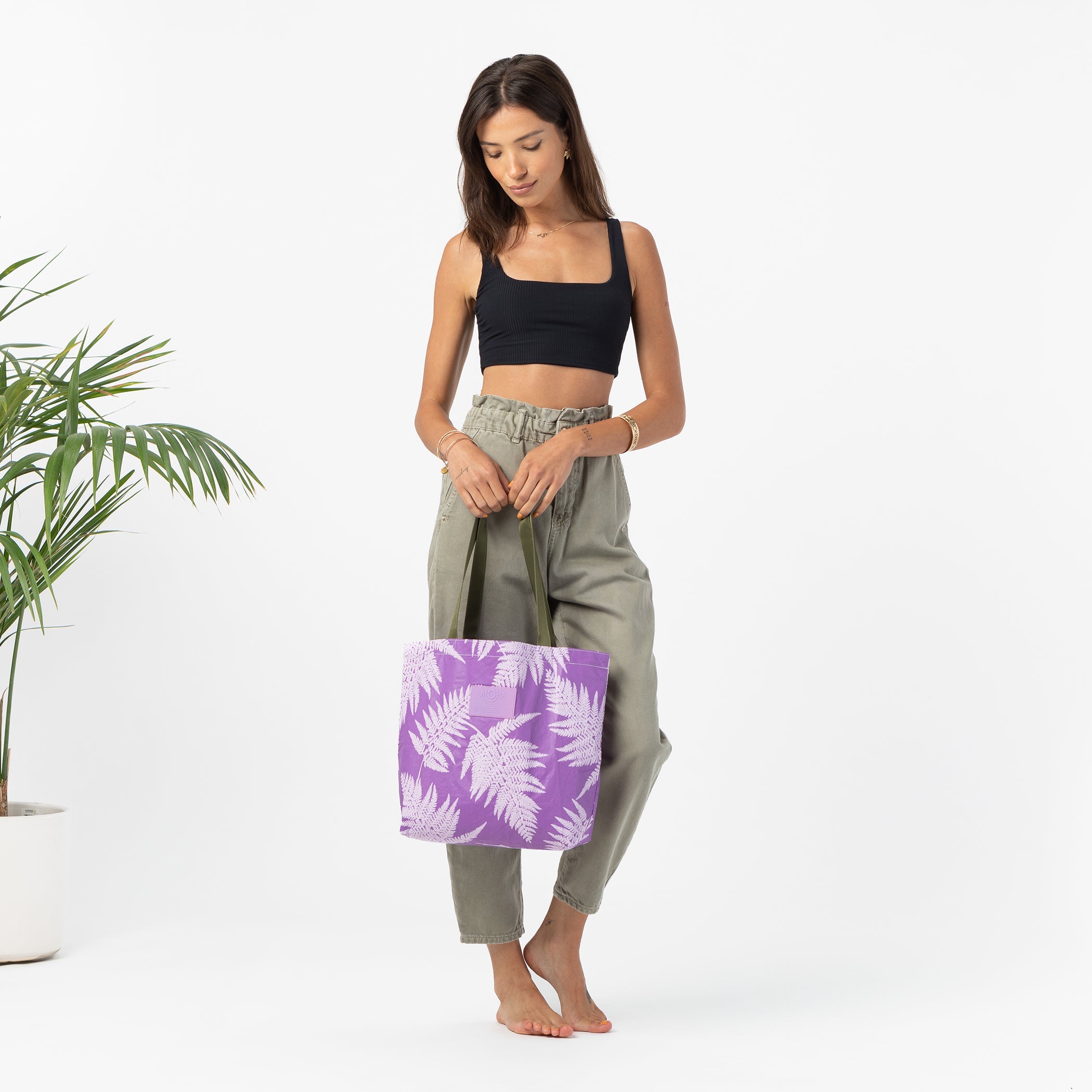 Palapalai Reversible Tote / Lilac Aloha Collection