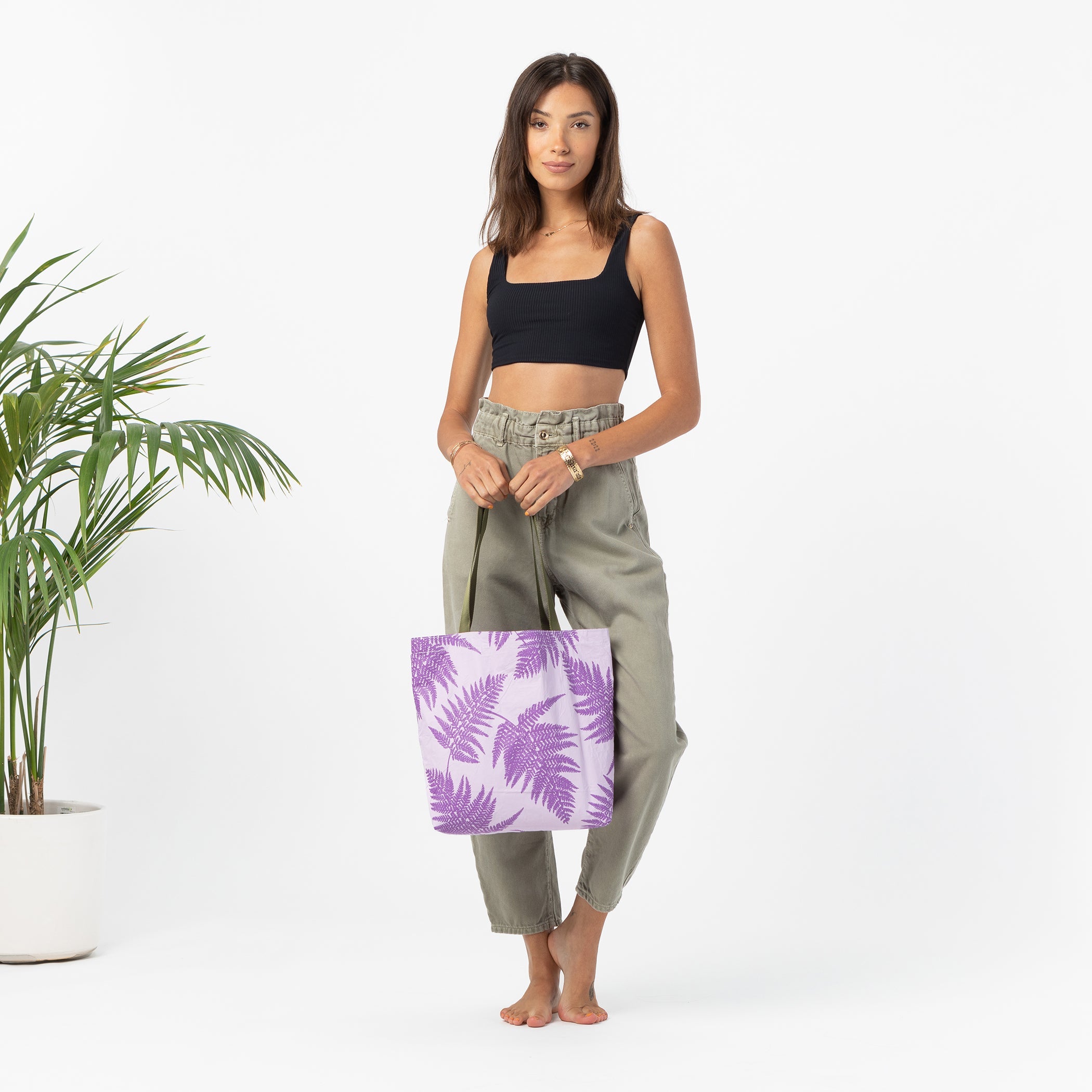 Palapalai Reversible Tote / Lilac Aloha Collection