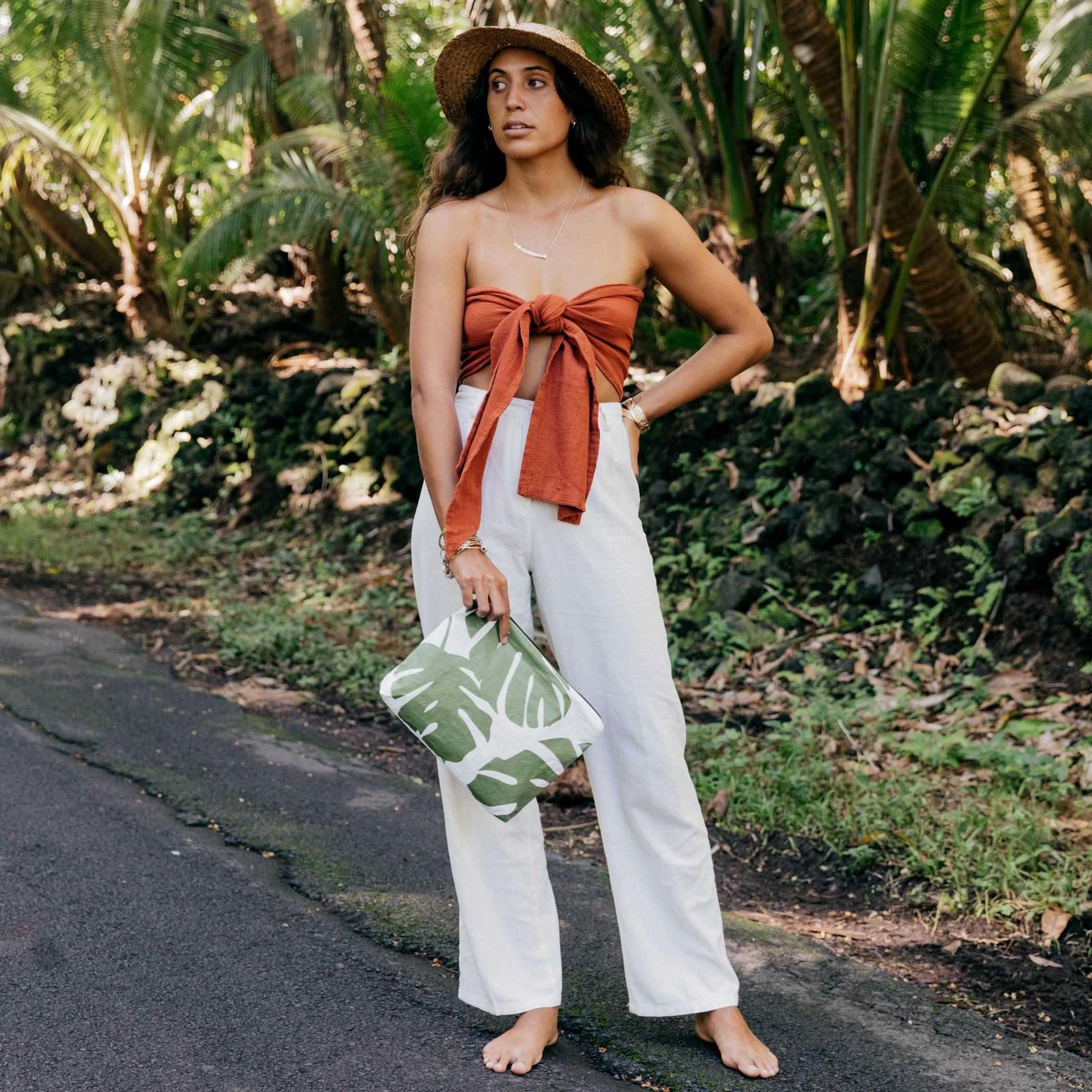 Monstera Mid Pouch / Seaweed Aloha Collection