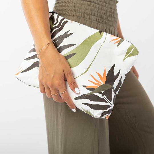 Painted Birds Mid Pouch / Neutrals Aloha Collection