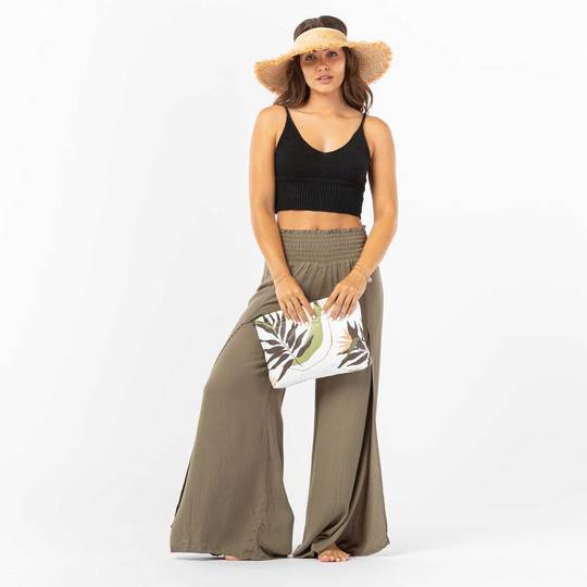 Painted Birds Mid Pouch / Neutrals Aloha Collection