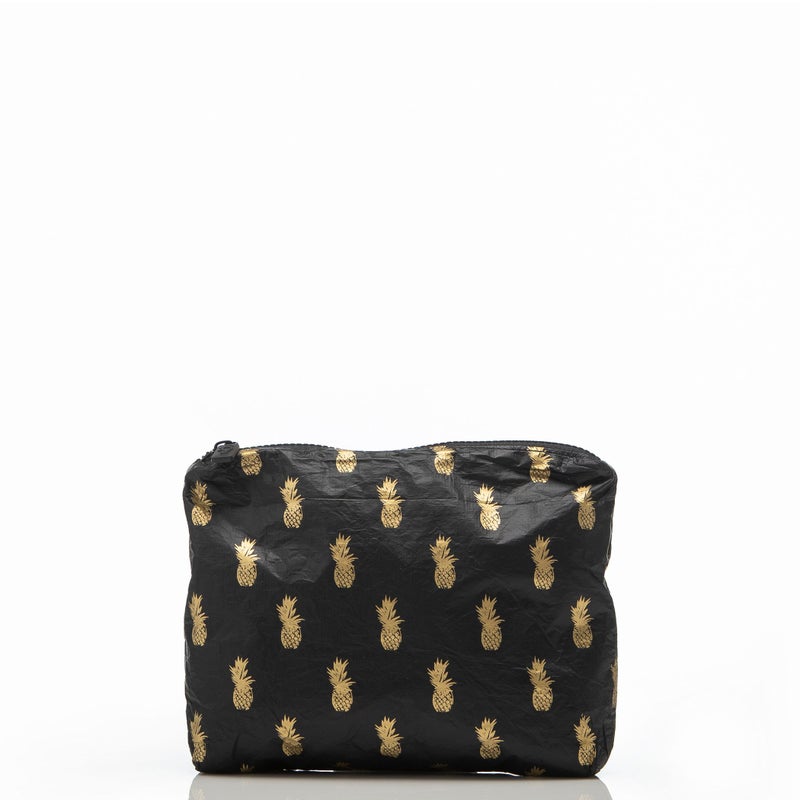 Pineapple Royale Small Pouch / Gold & Black Aloha Collection