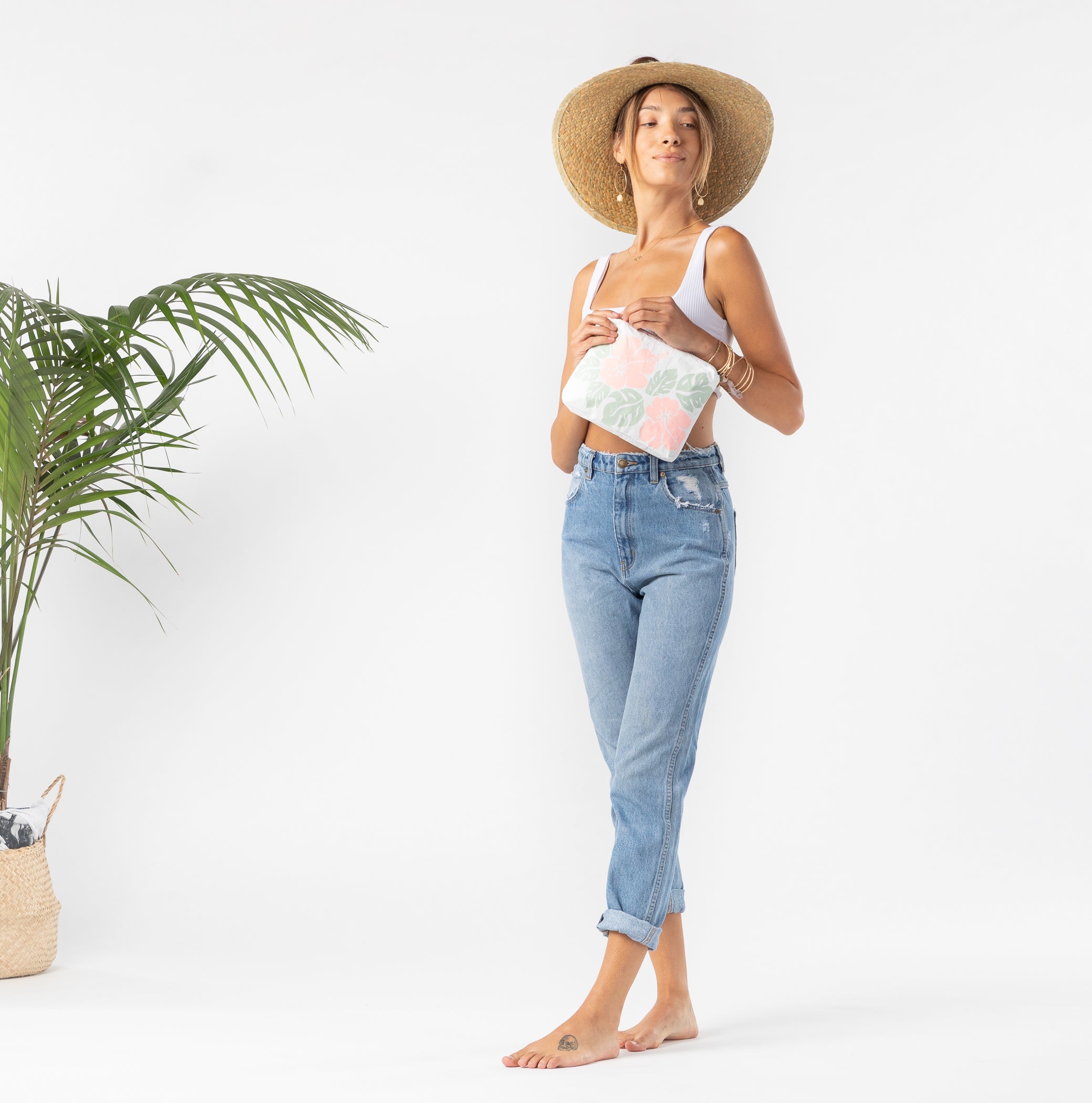 Big Island Hibiscus Small Pouch / Melon Aloha Collection