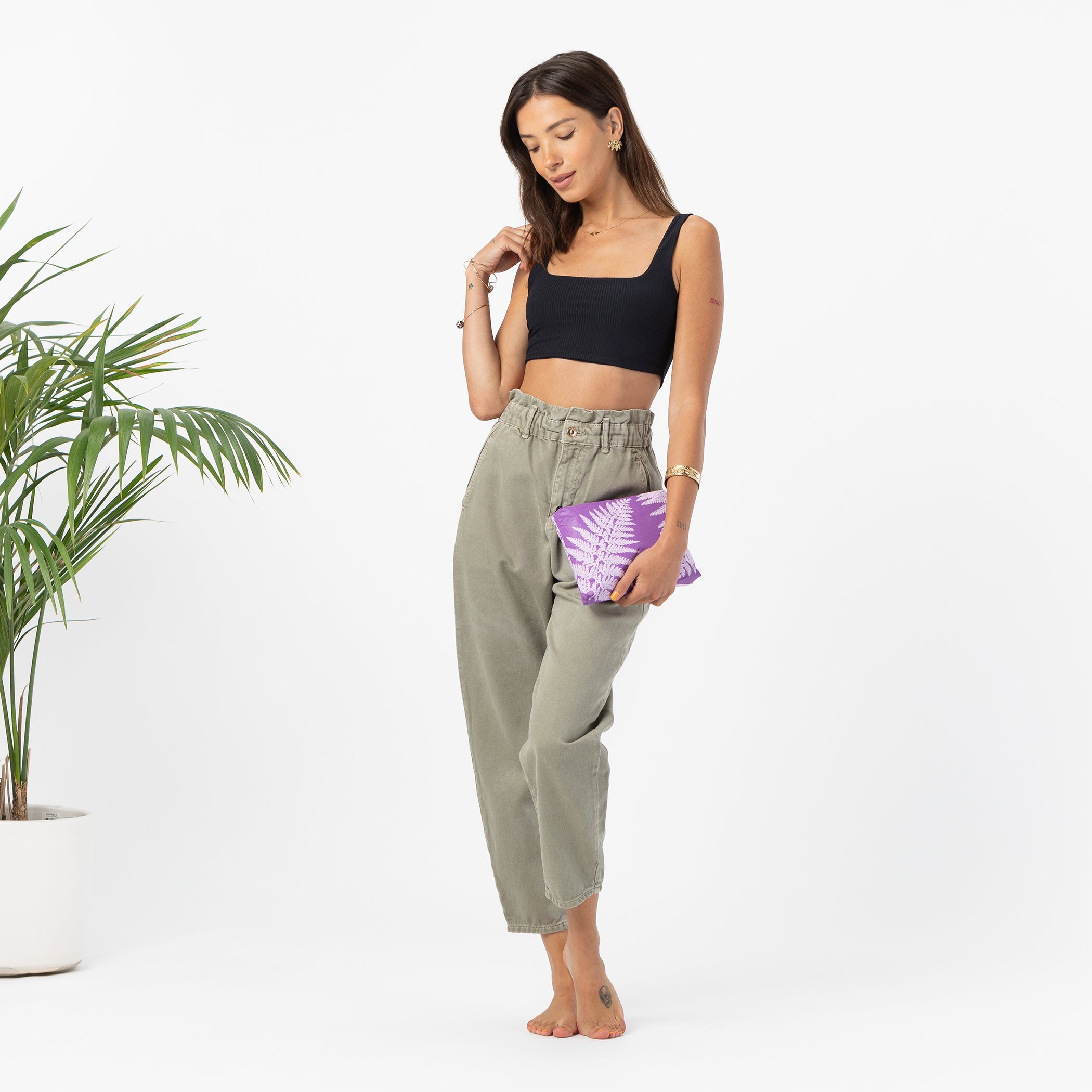 Palapalai Small Pouch / Lilac Aloha Collection