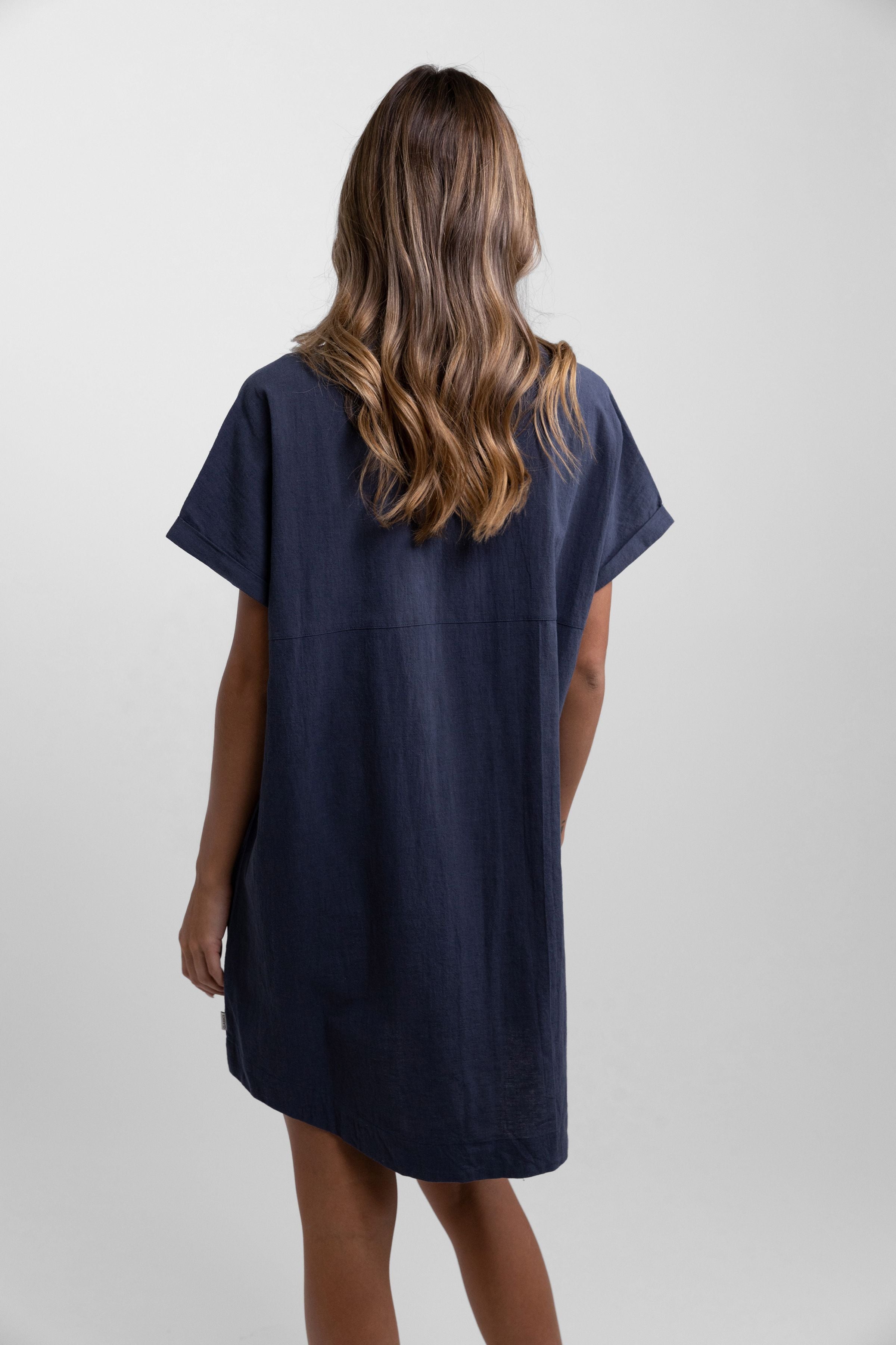 Classic Linen Shirt Dress / Worn Navy RHYTHM