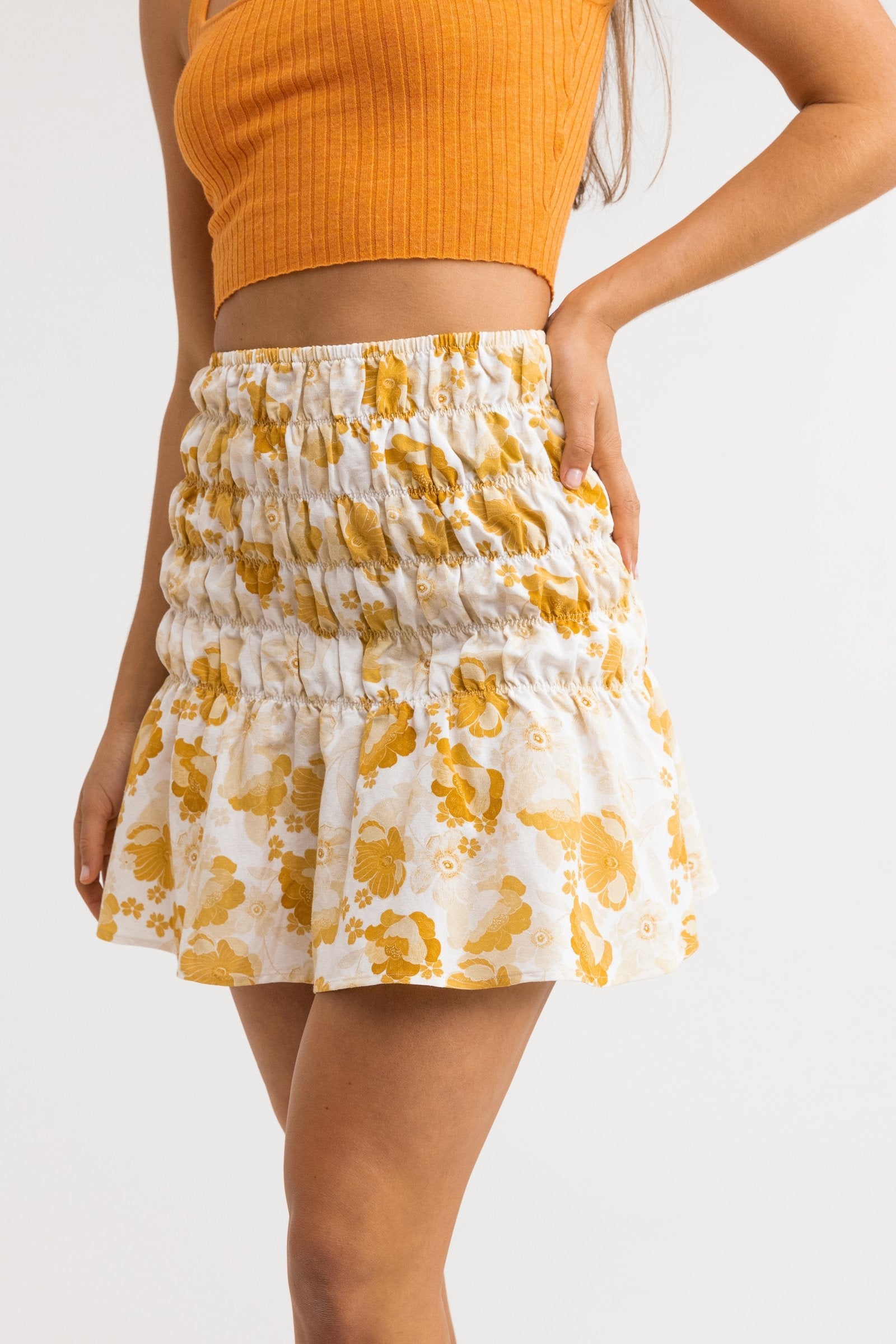 Harmony Floral Mini Skirt / Honey RHYTHM