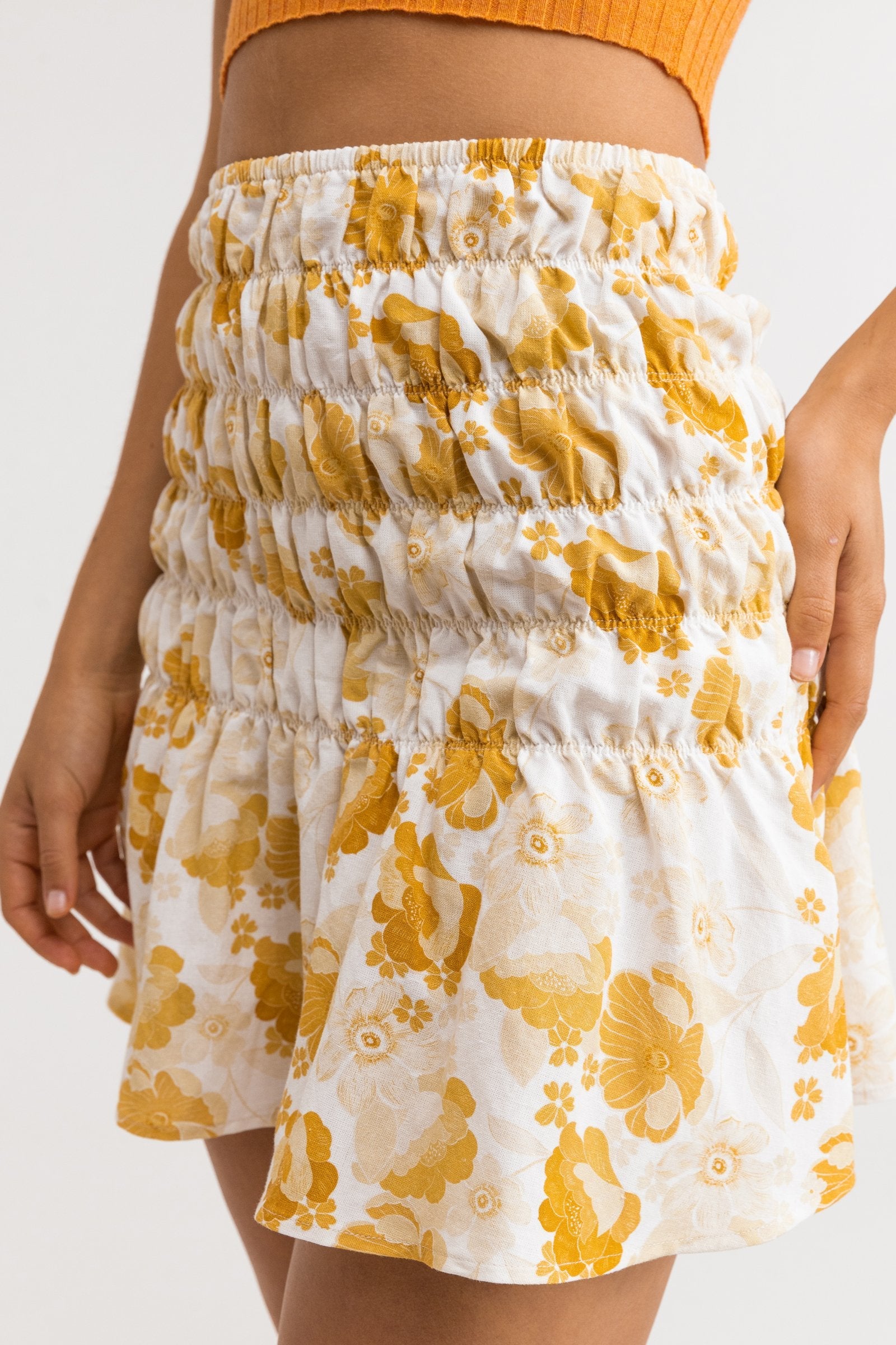 Harmony Floral Mini Skirt / Honey RHYTHM