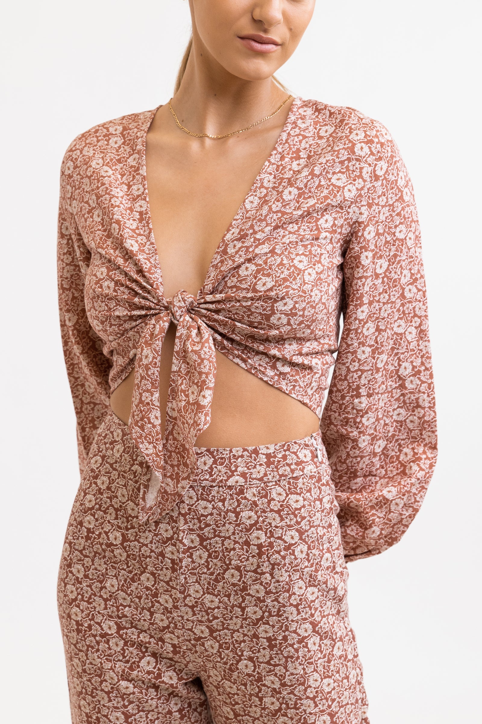 Carmella Long Sleeve Tie Top / Coco RHYTHM