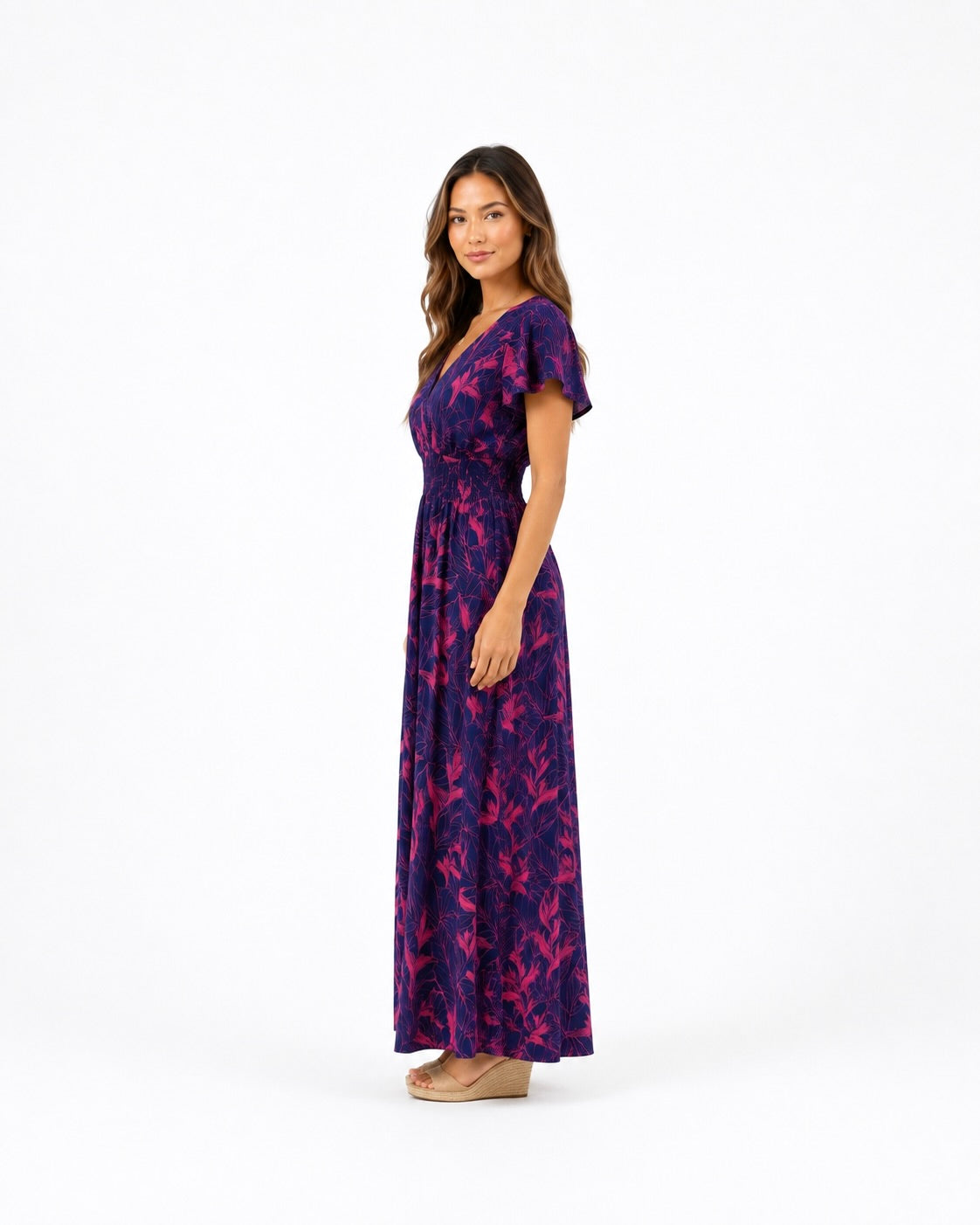 Nāhiku / Moana Maxi Dress / Rosé on Indigo KEANI APPAREL