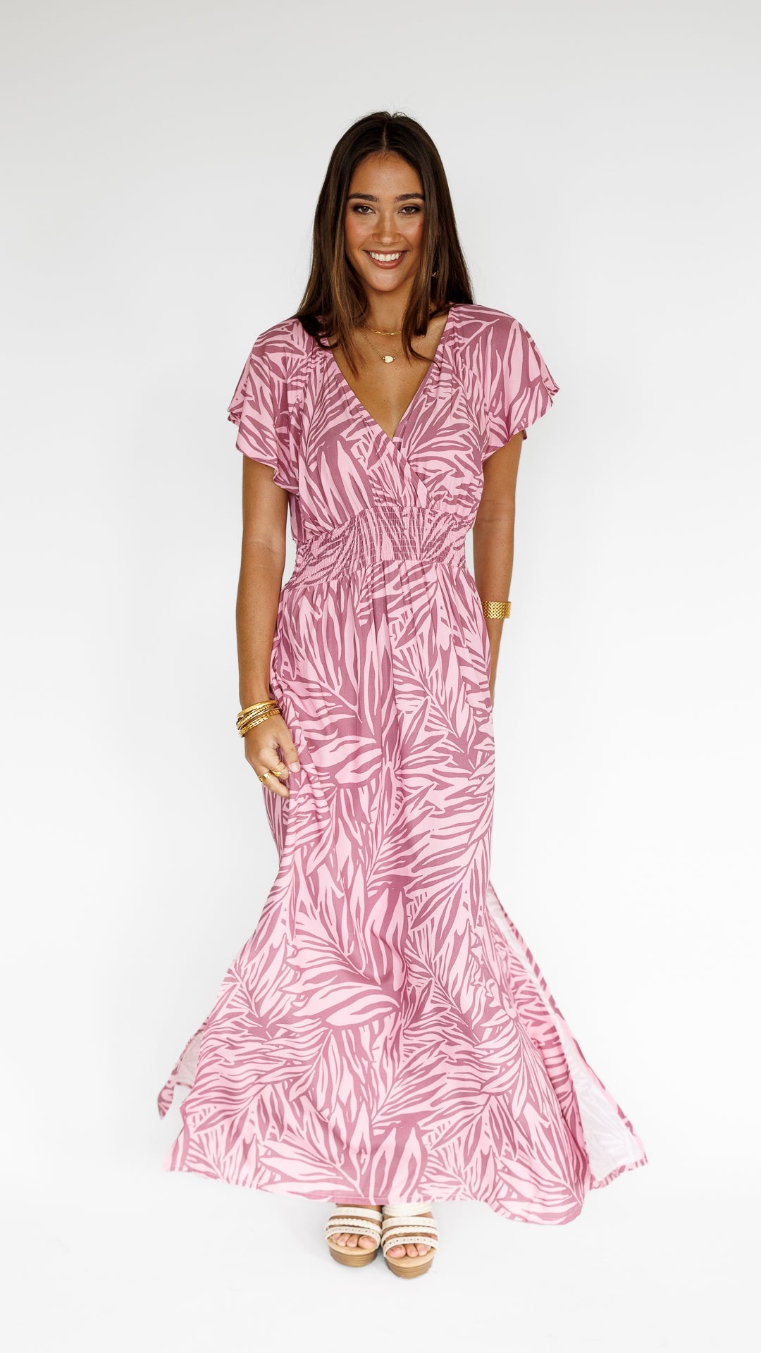 Pretty In Palms / Moana Maxi Dress / Misty Mauve KEANI APPAREL
