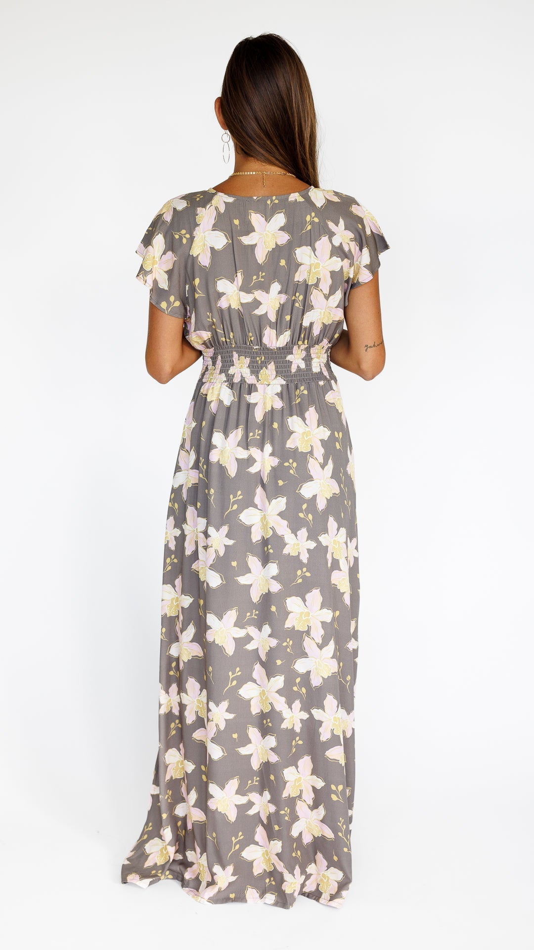 Orchid Blooms / Moana Maxi Dress / Coconut Husk KEANI APPAREL