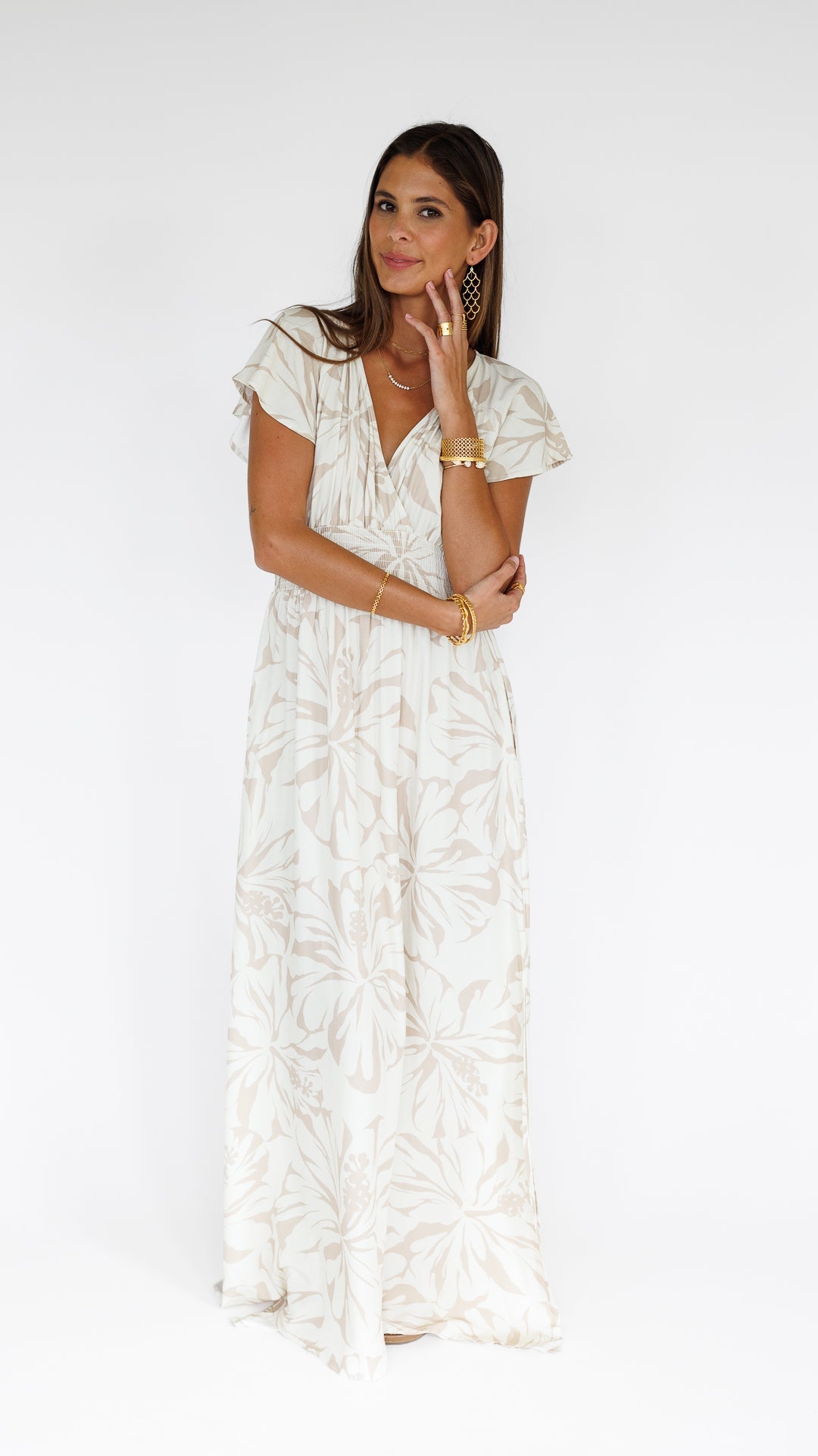 Hibiscus Kiss / Moana Maxi Dress / Bamboo Shoot KEANI APPAREL