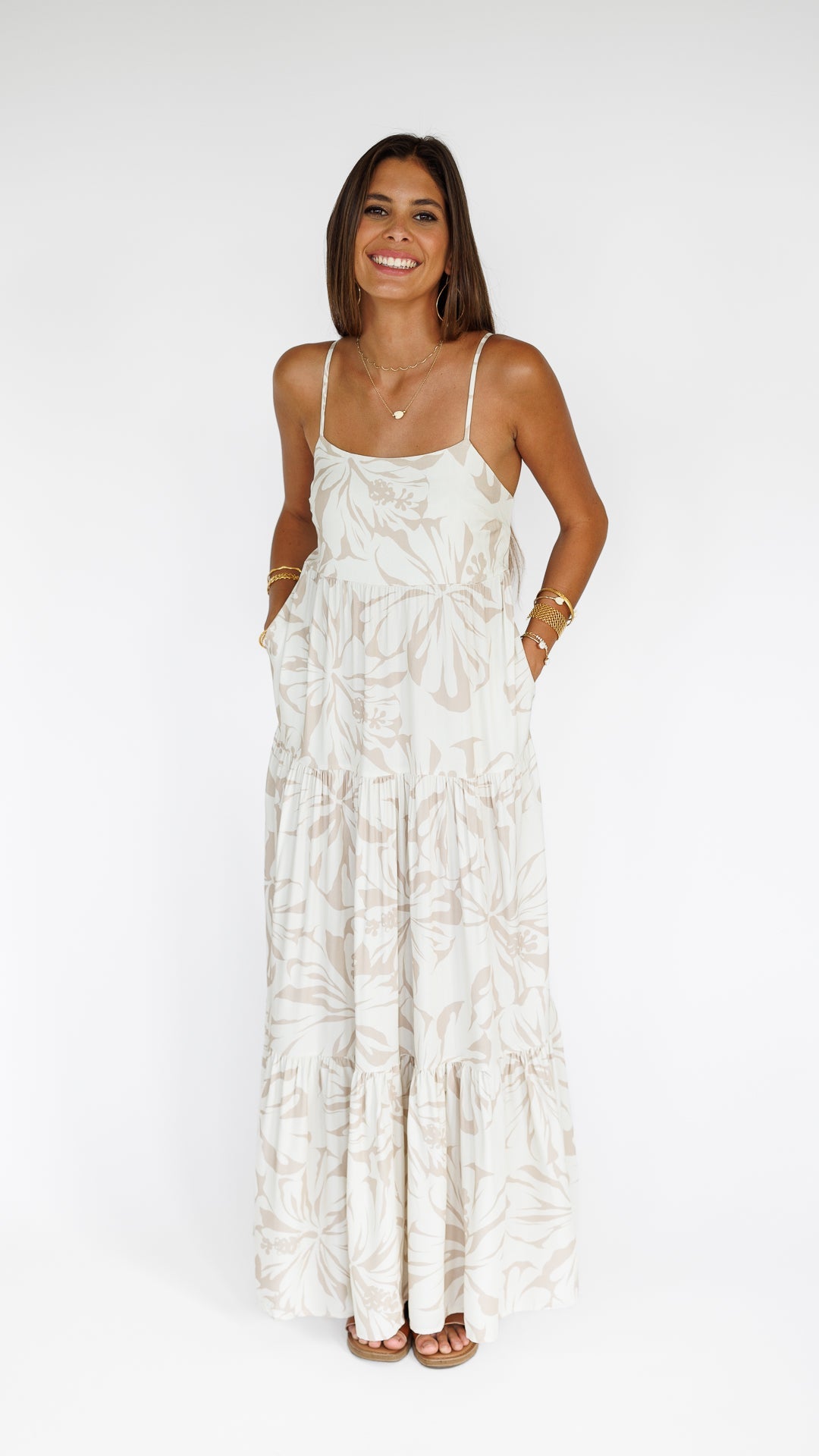 Hibiscus Kiss / Haleiwa Maxi Dress / Bamboo Shoot KEANI APPAREL