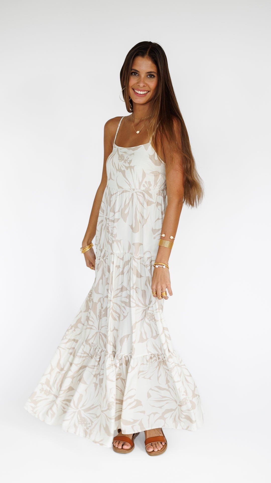 Hibiscus Kiss / Haleiwa Maxi Dress / Bamboo Shoot KEANI APPAREL