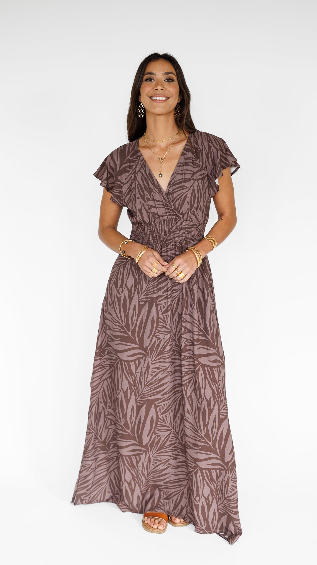 Pretty In Palms / Moana Maxi Dress / Coffee Bean KEANI APPAREL