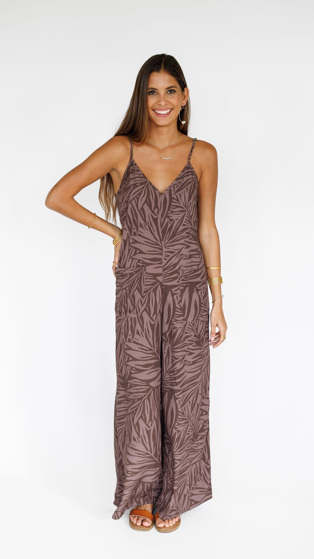 Pretty In Palms / Haiku Jumpsuit / Coffee Bean KEANI APPAREL