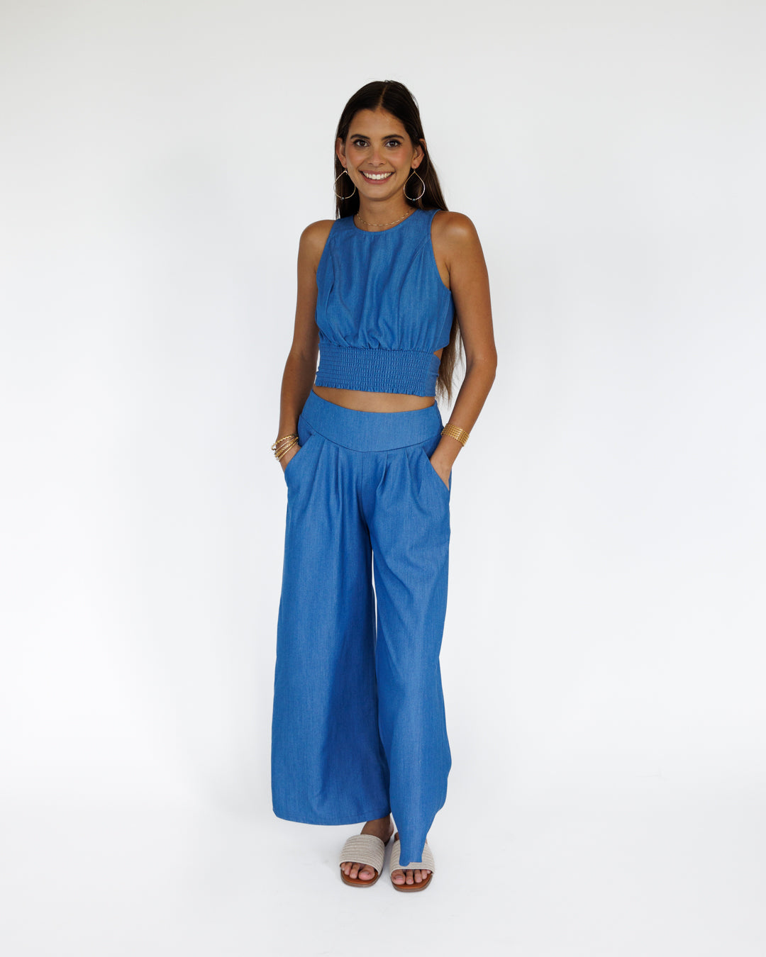 Hoku Tie-Back Top / Denim Drift KEANI APPAREL