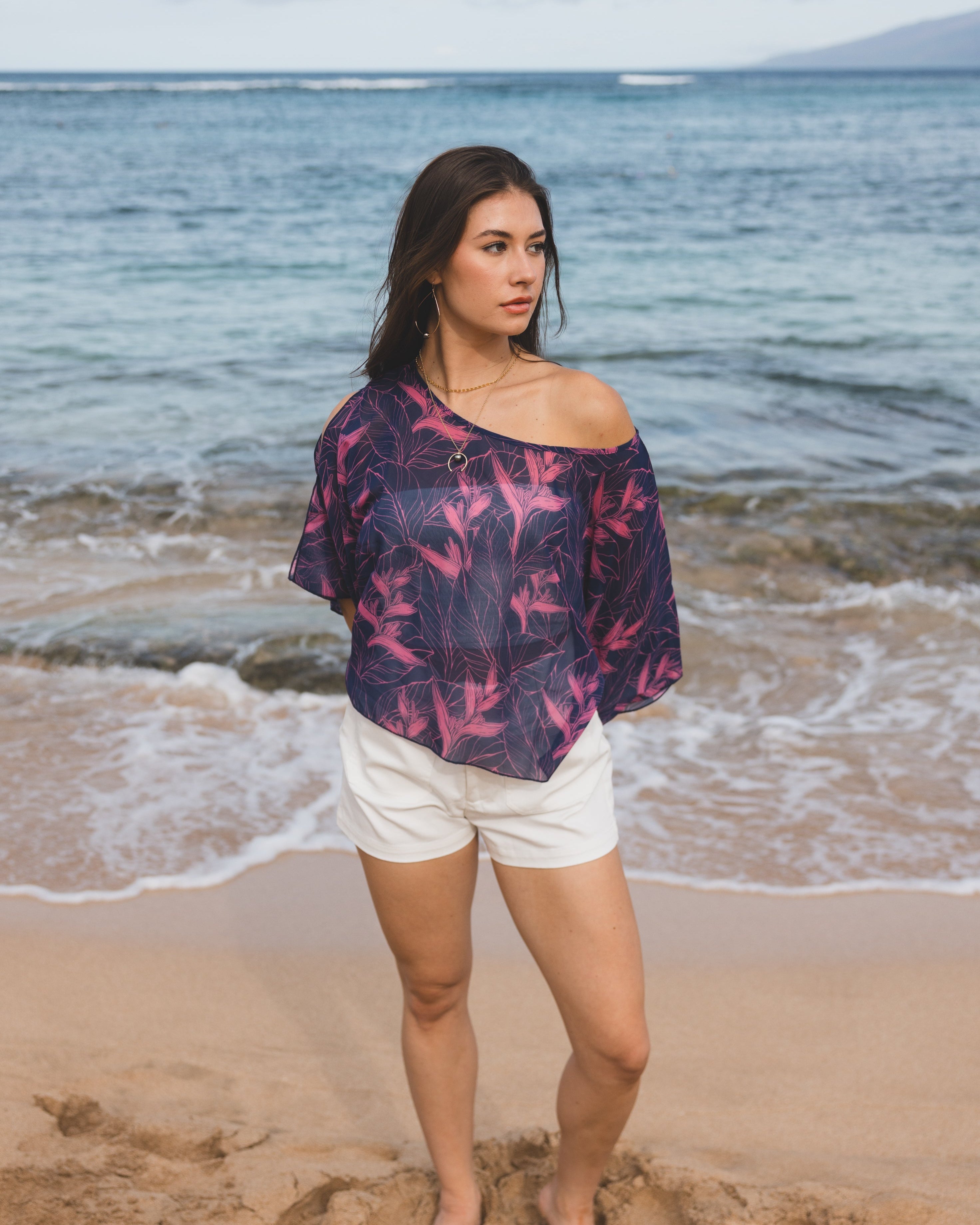 Napili Breeze Top / Nāhiku / Rosé on Indigo KEANI APPAREL