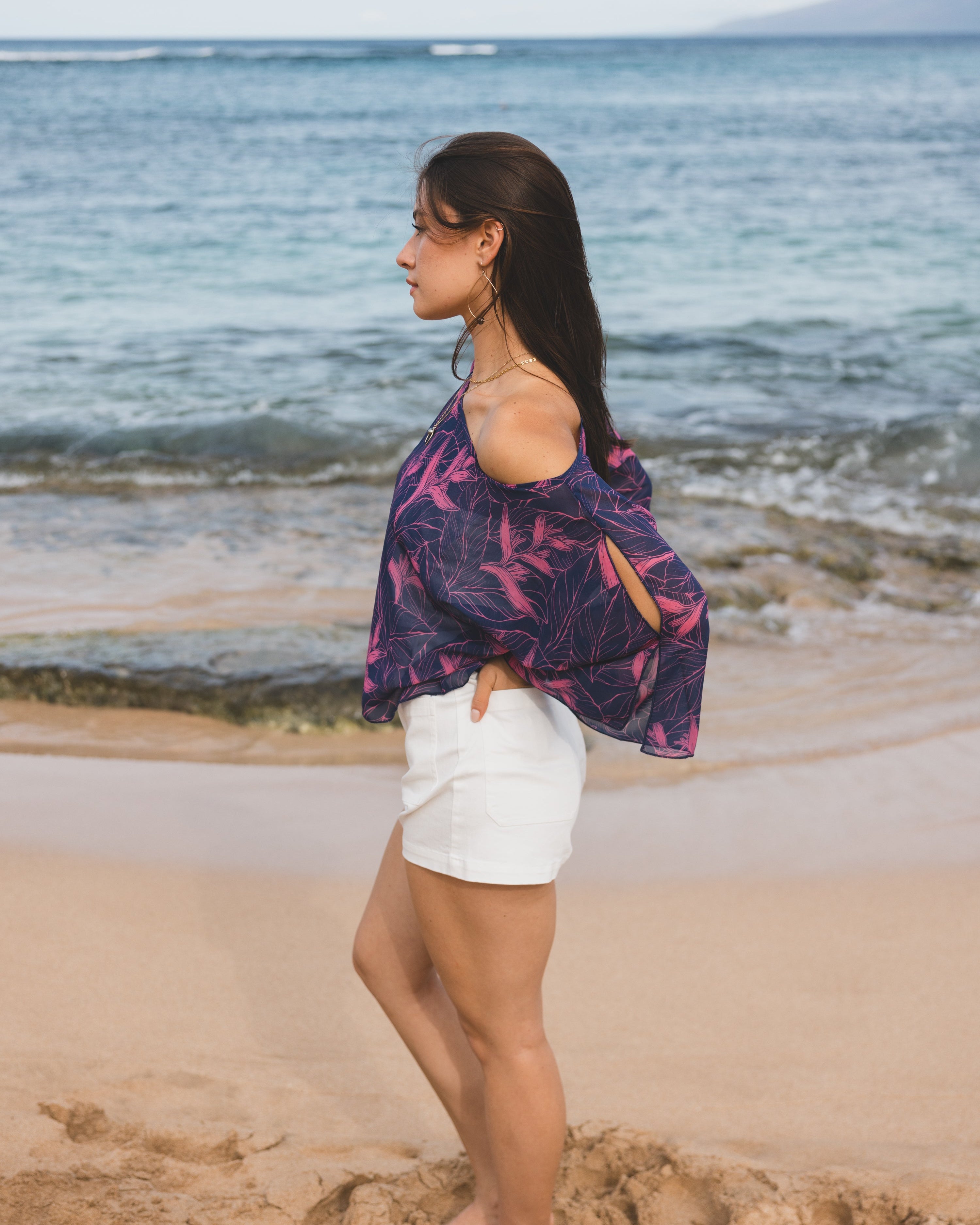 Napili Breeze Top / Nāhiku / Rosé on Indigo KEANI APPAREL