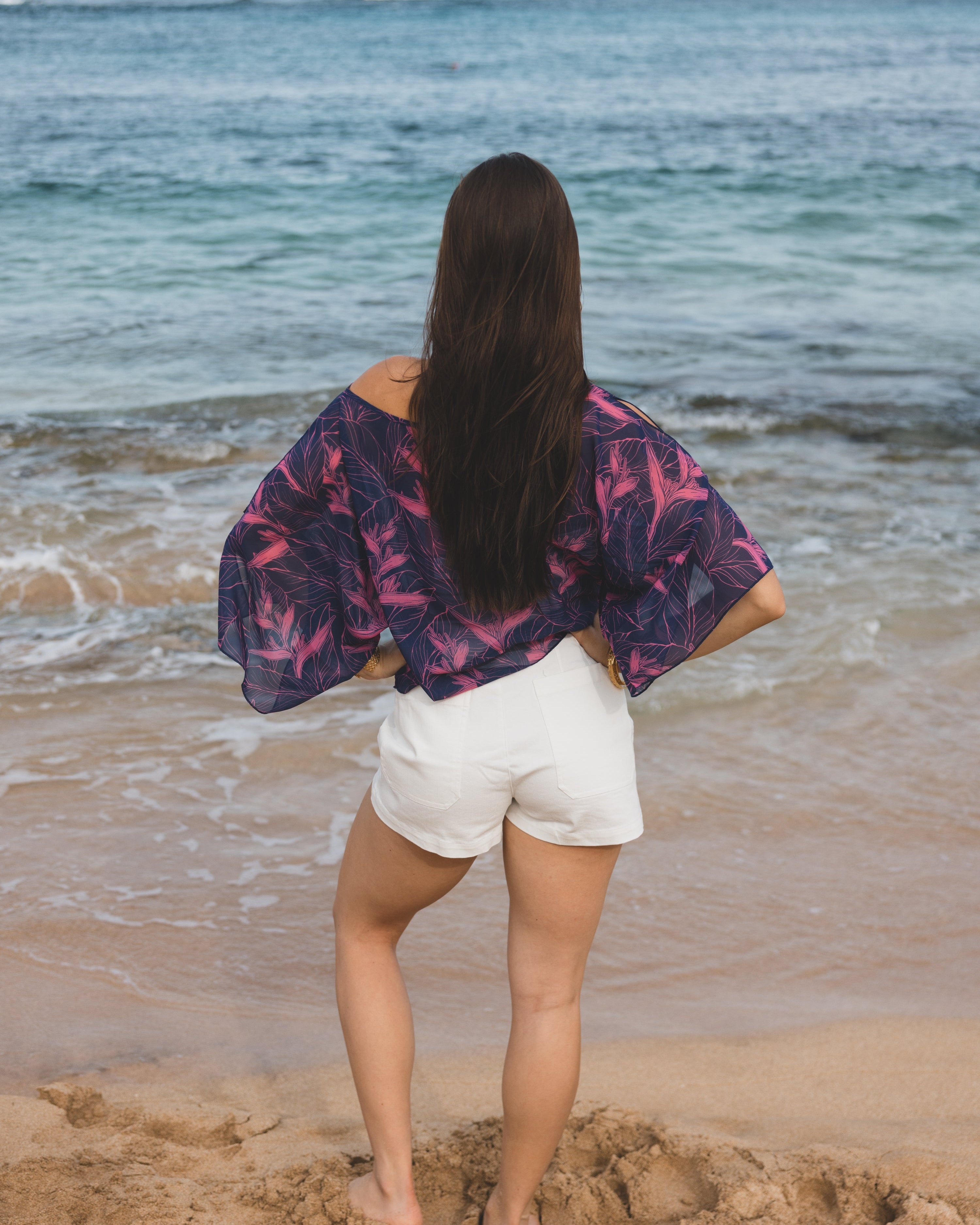 Napili Breeze Top / Nāhiku / Rosé on Indigo KEANI APPAREL