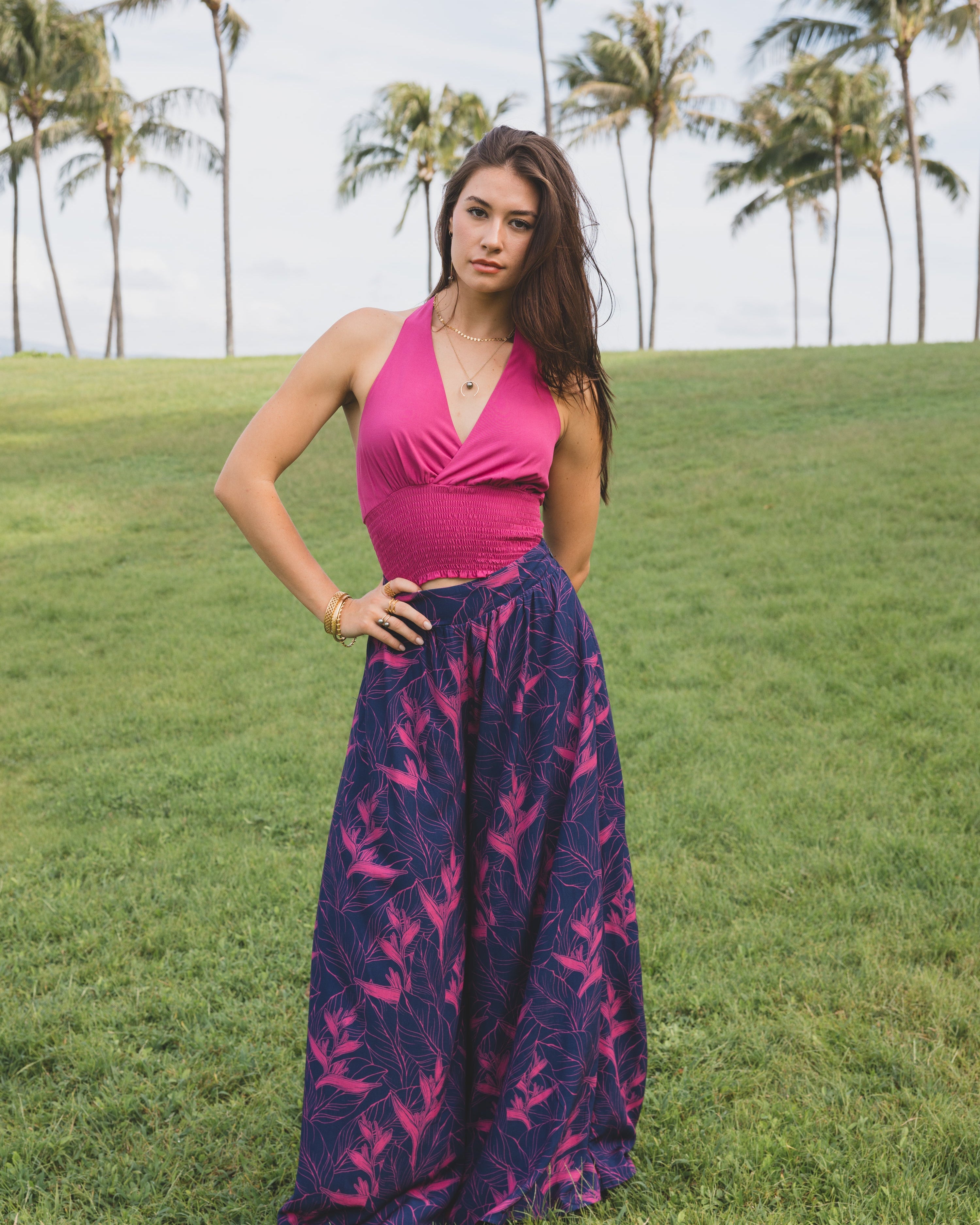Nāhiku / Peahi Palazzo Pant / Rosé on Indigo / Classic Length KEANI APPAREL