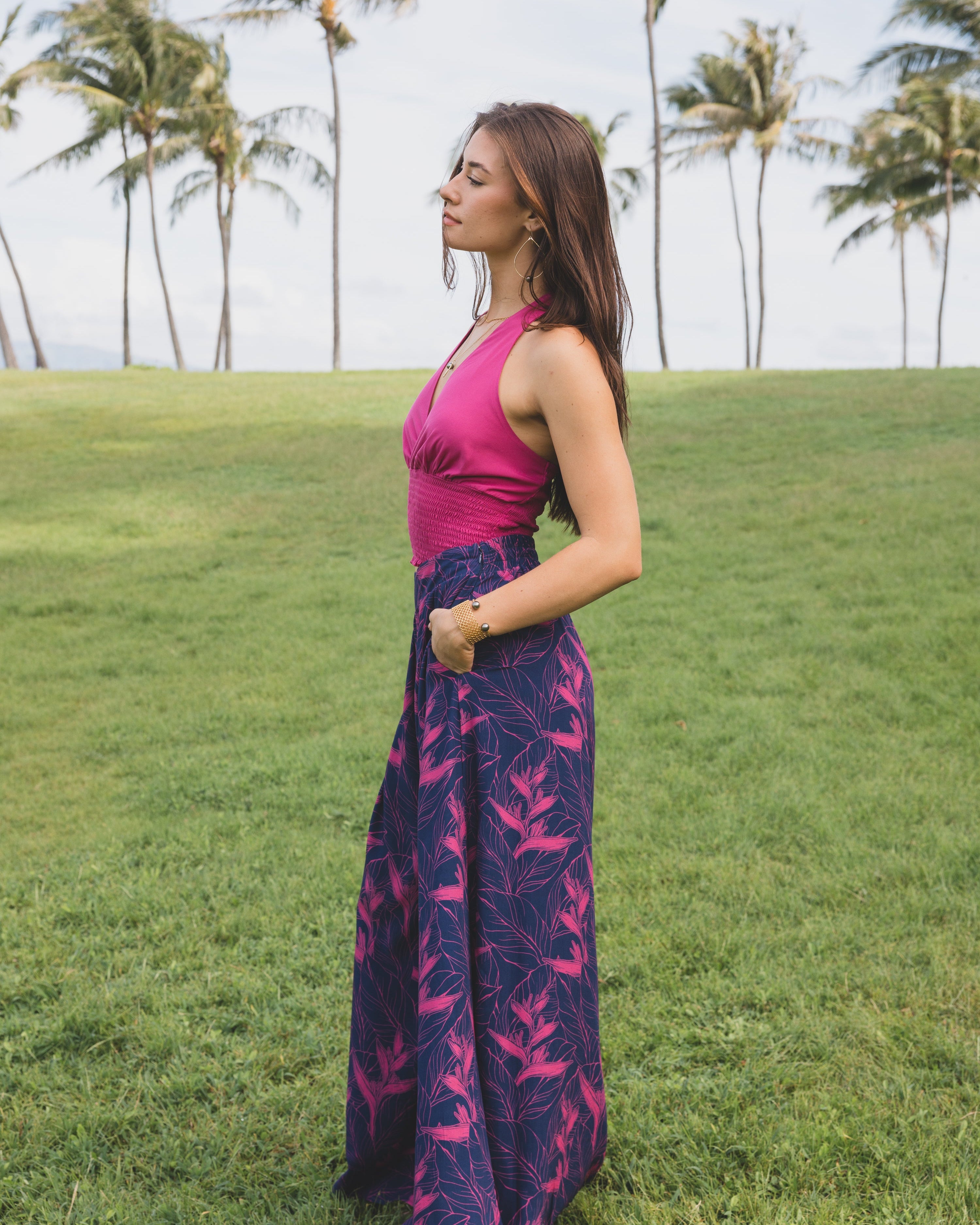 Nāhiku / Peahi Palazzo Pant / Rosé on Indigo / Classic Length KEANI APPAREL