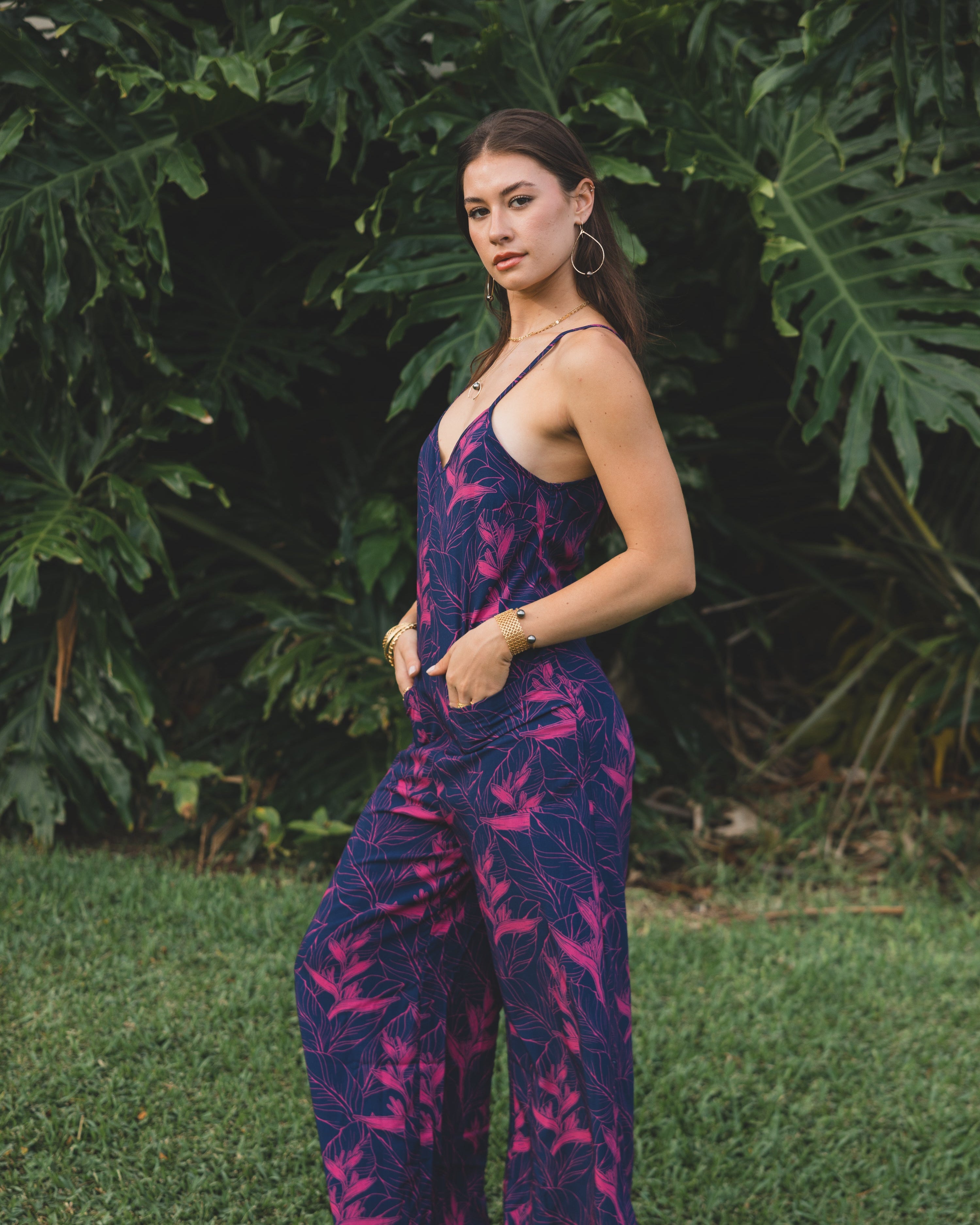 Nāhiku / Haiku Jumpsuit / Rosé on Indigo / Extra Long KEANI APPAREL