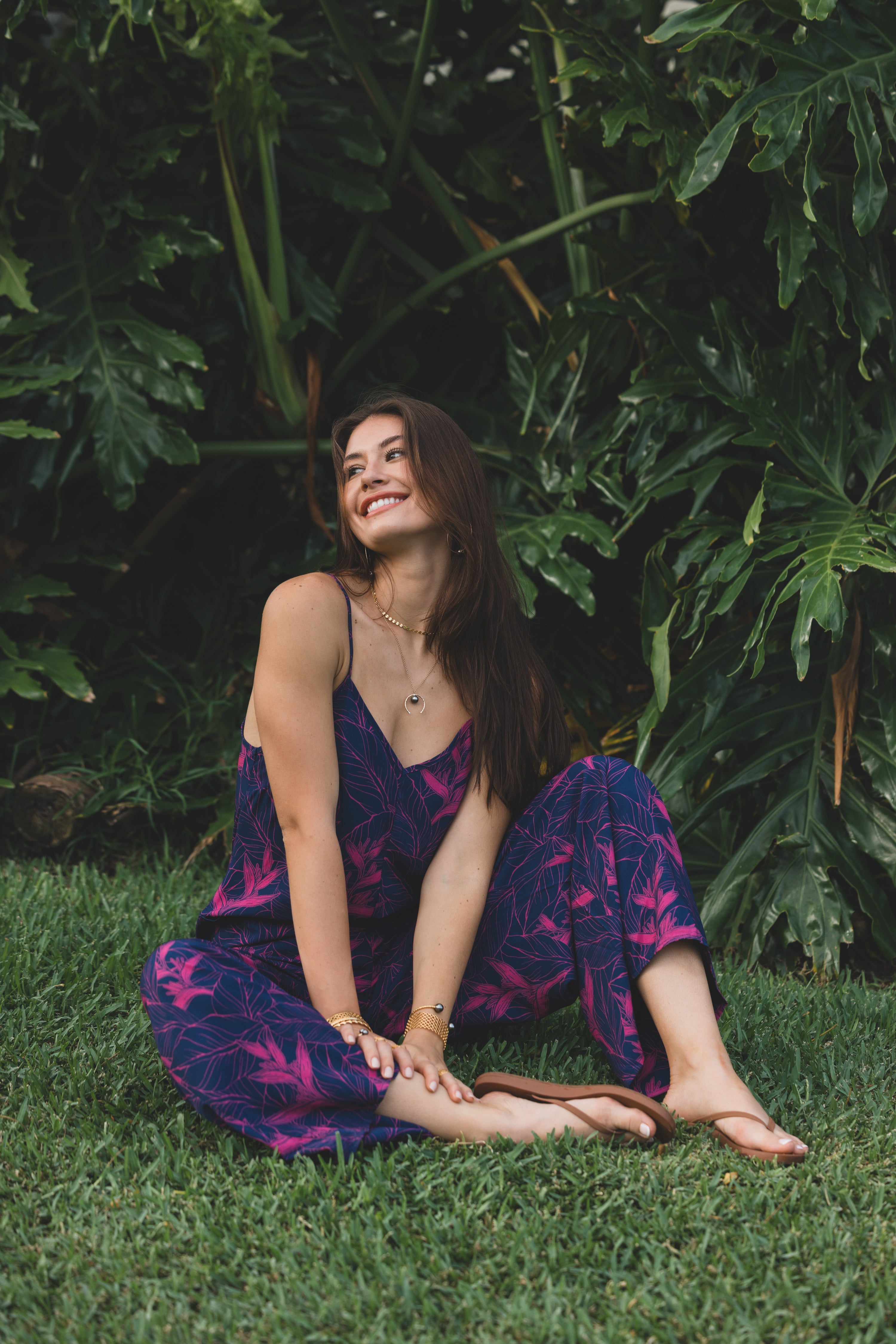 Nāhiku / Haiku Jumpsuit / Rosé on Indigo / Extra Long KEANI APPAREL