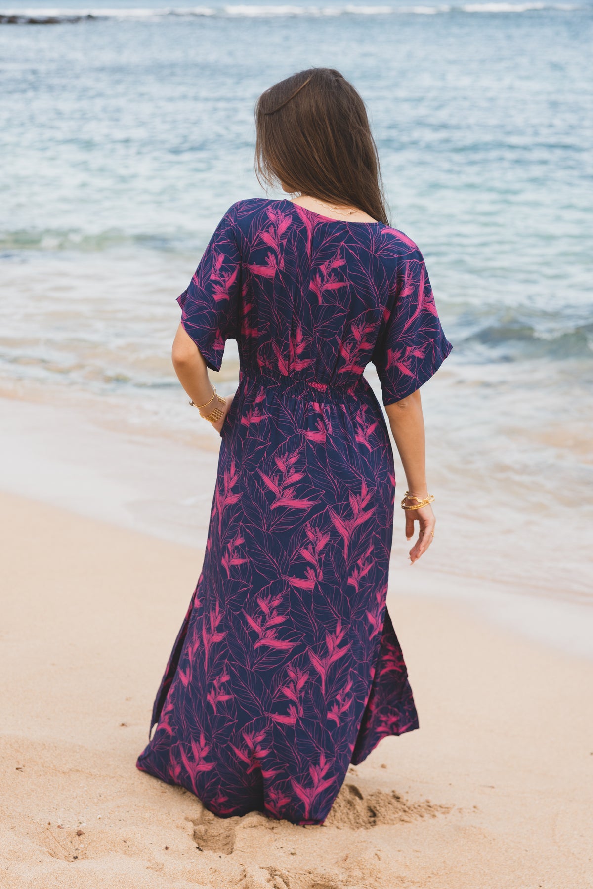 Nāhiku / Makua Maxi Dress / Rosé on Indigo KEANI APPAREL