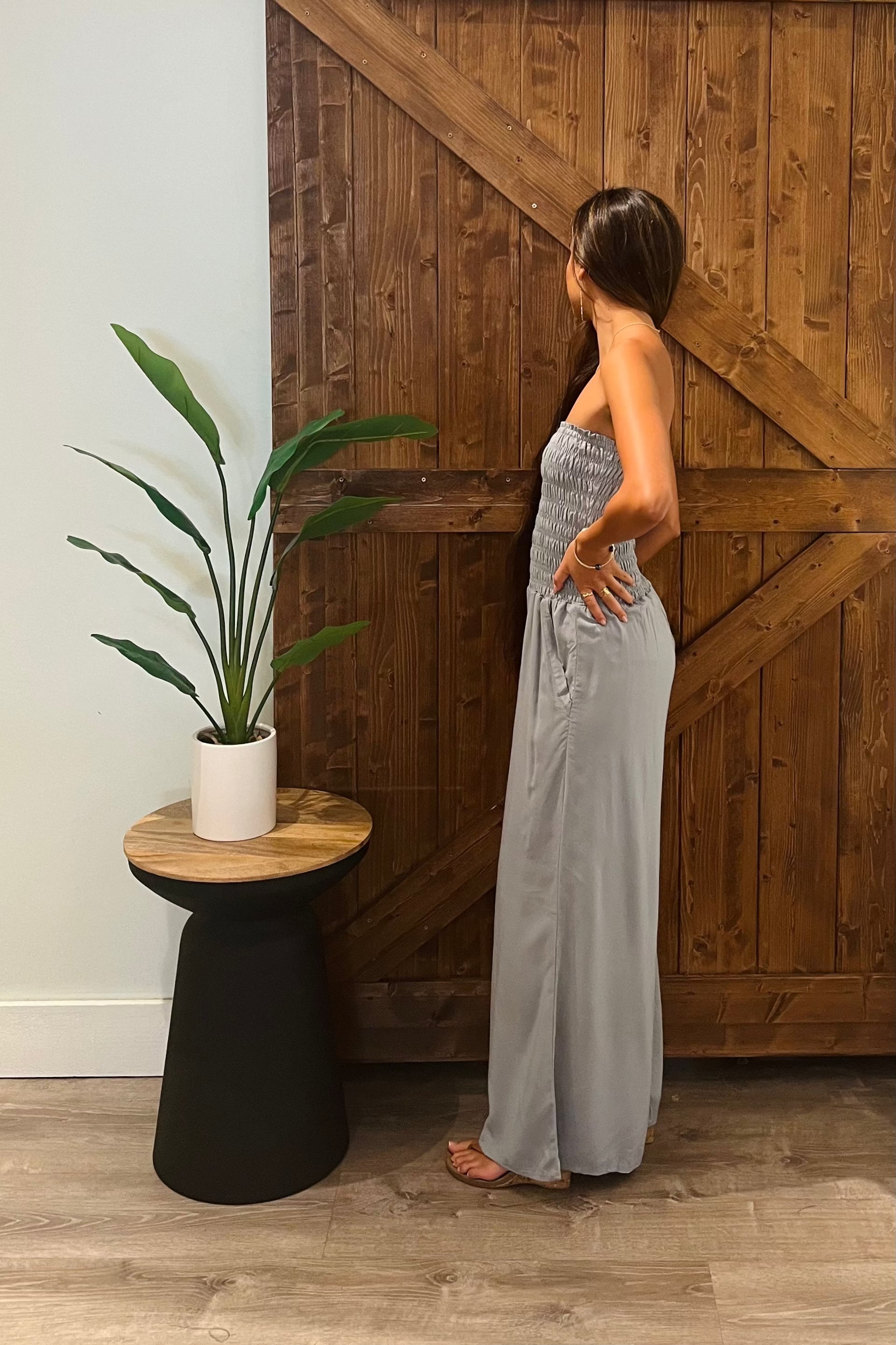 Lawai Jumpsuit / Silver Grey Khush Clothing