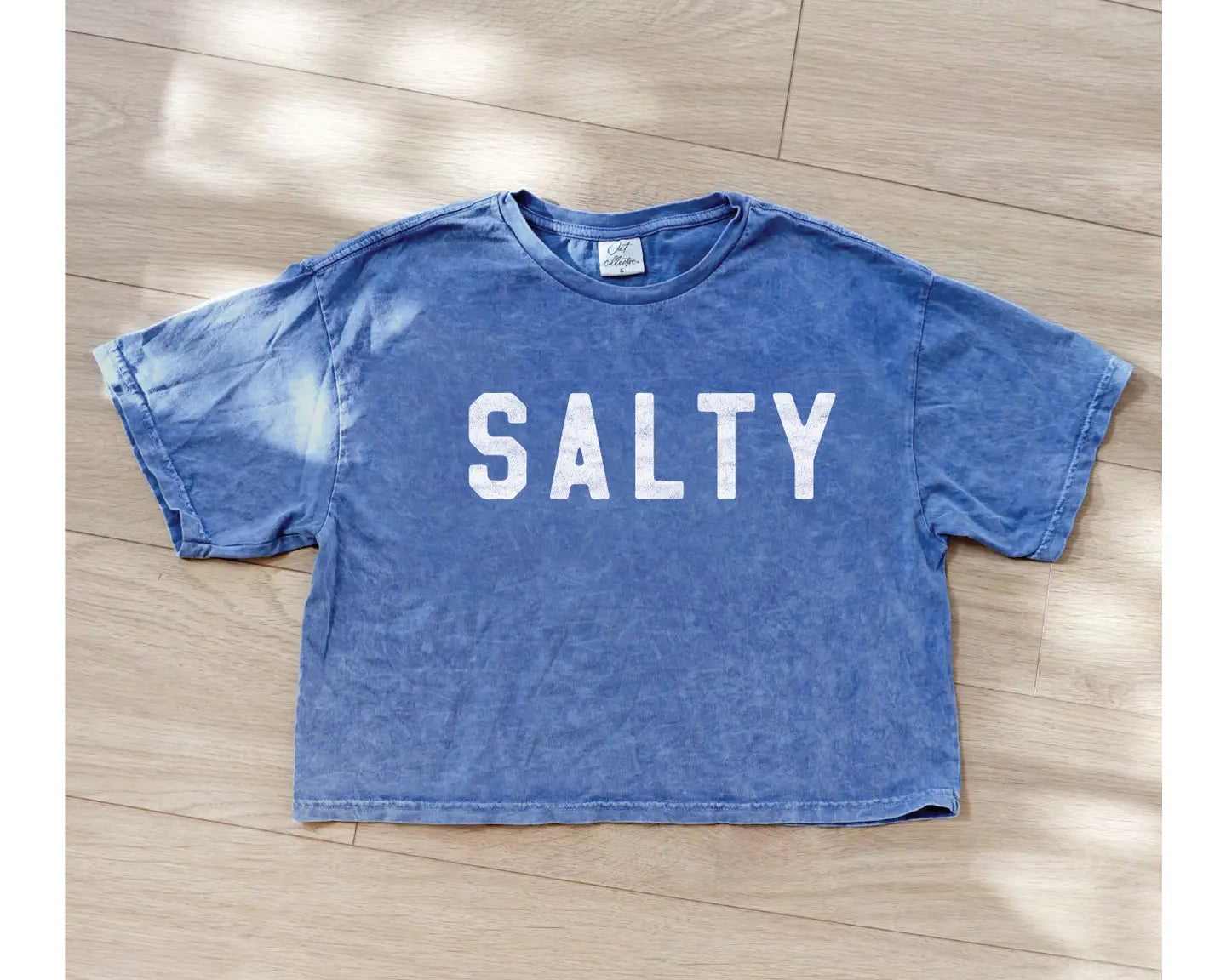 SALTY Cropped Mineral Graphic Top / Denim Blue OAT COLLECTIVE