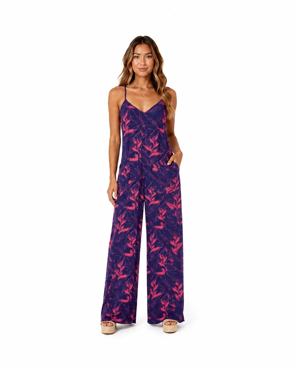 Nāhiku / Haiku Jumpsuit / Rosé on Indigo / Extra Long KEANI APPAREL