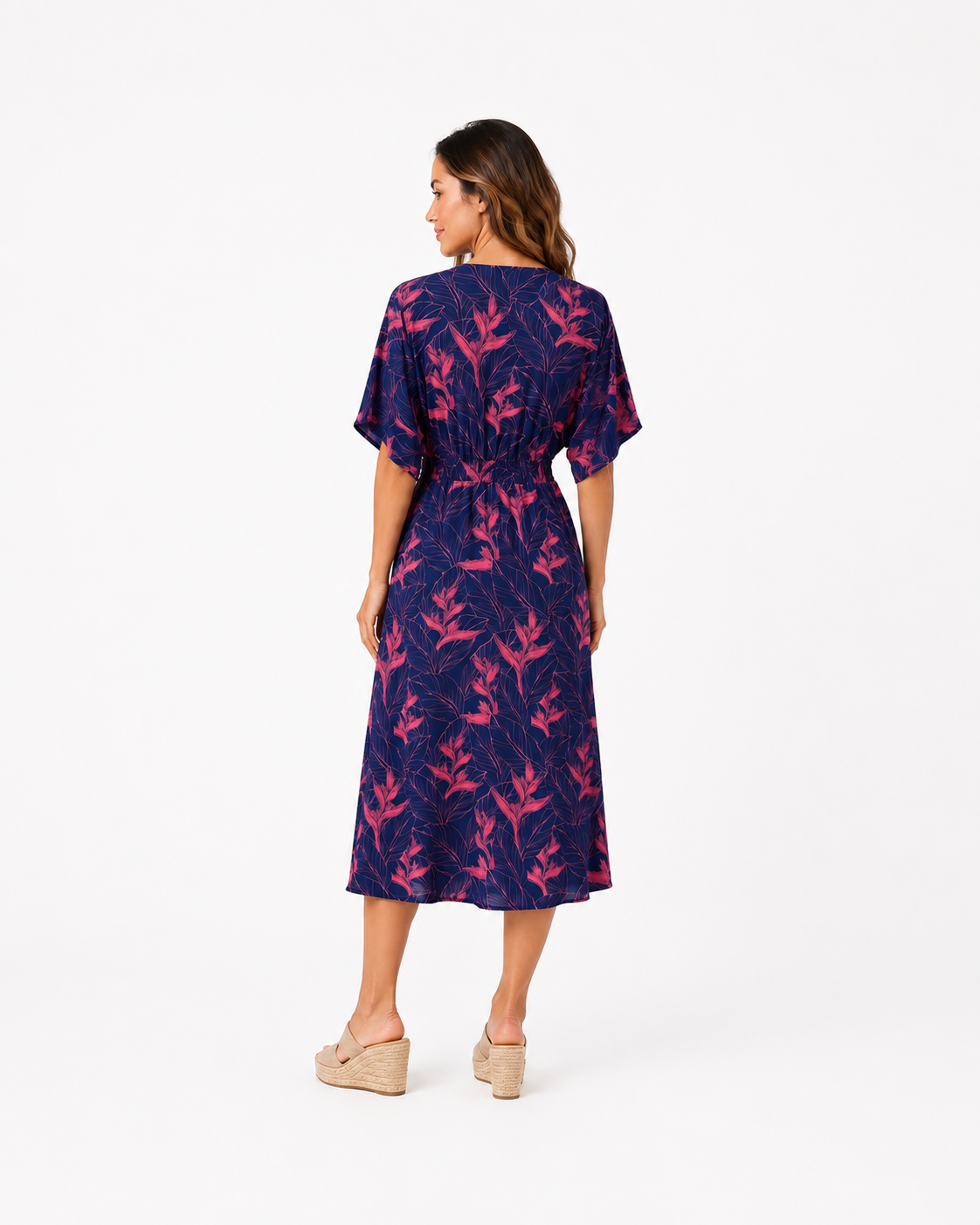 Nāhiku / Makua Midi Dress / Rosé on Indigo KEANI APPAREL